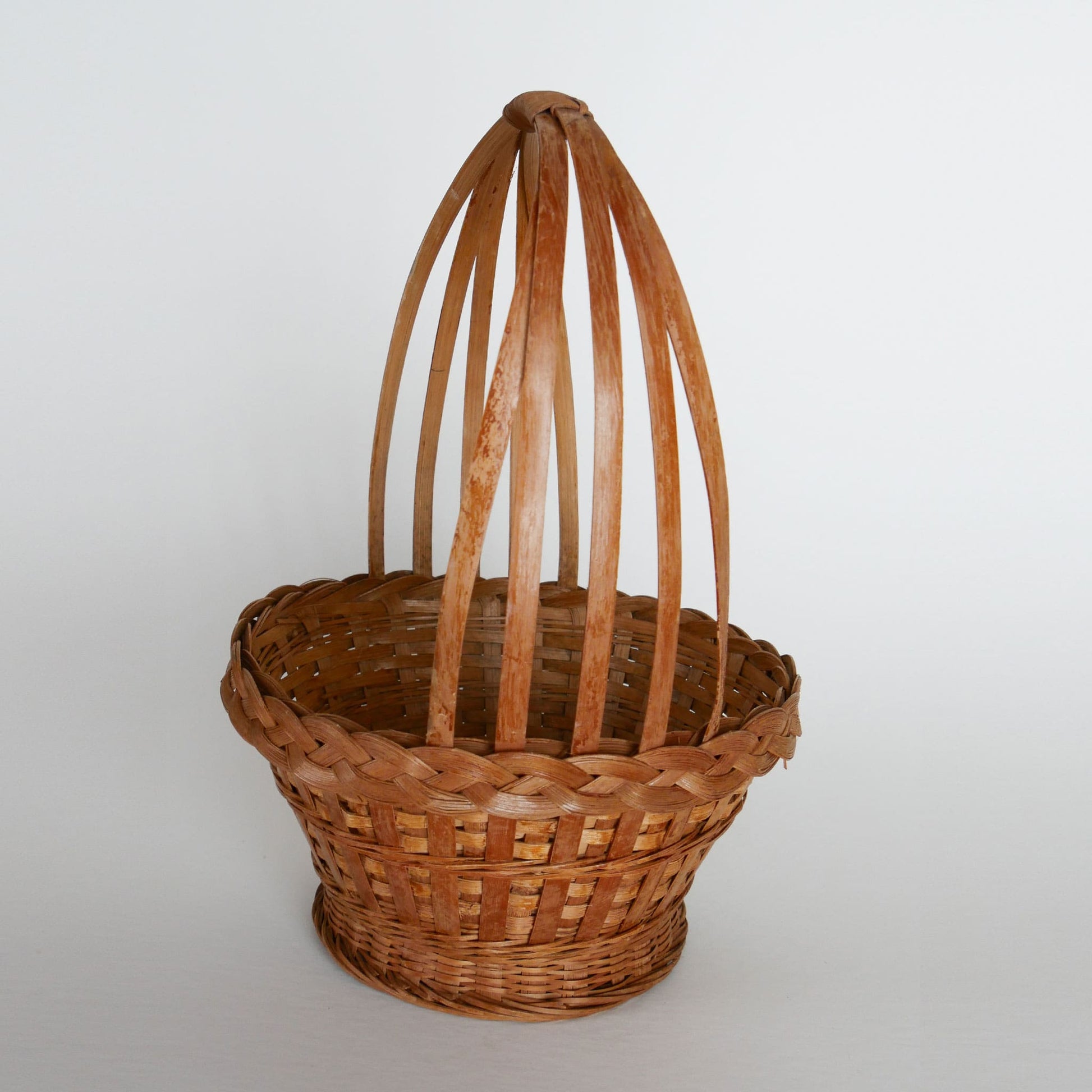 Small Vintage Braided Wicker Handled Basket, Vintage Braided Basket, Vintage Basket Decor, Vintage Home Decor