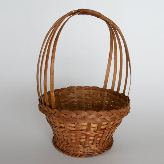 Small Vintage Braided Wicker Handled Basket, Vintage Braided Basket, Vintage Basket Decor, Vintage Home Decor