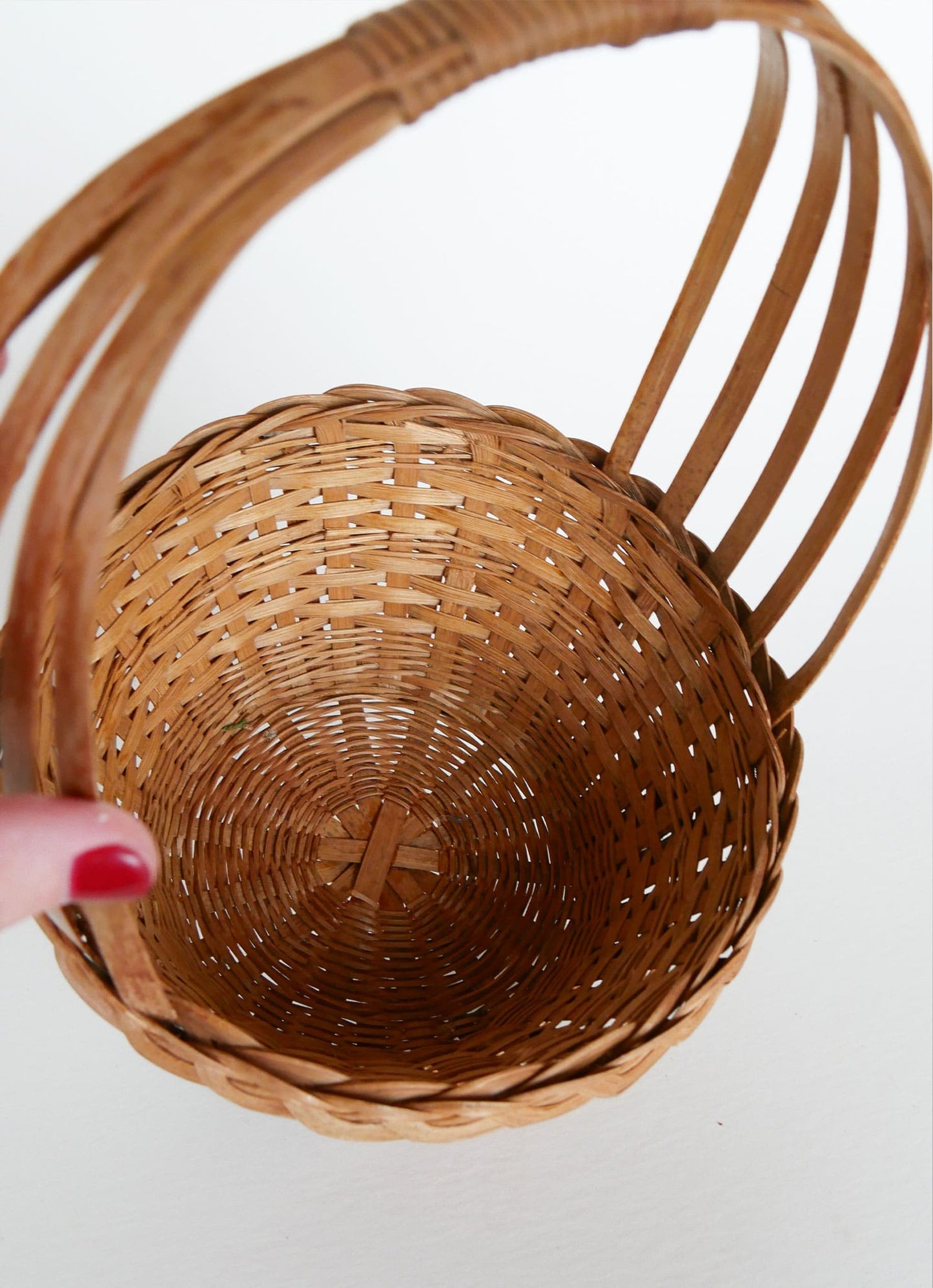 Small Vintage Braided Wicker Handled Basket, Vintage Braided Basket, Vintage Basket Decor, Vintage Home Decor