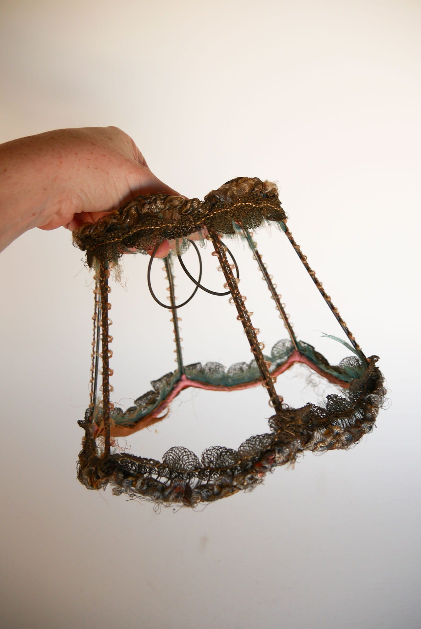 Small Vintage Art Nouveau, French-Style Lamp Shade, Vintage Art Nouveau Lamp Shade, Vintage French Lamp Shade, French Lamp Shade, Shabby Chic Lamp Shade