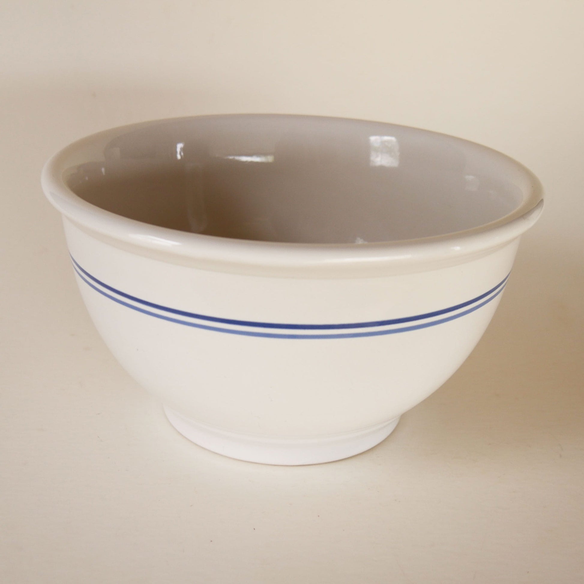 8.5in Vintage Blue Stripe Ceramic Bowl, Farmhouse Bowl, Vintage Blue Stripe Bowl, Vintage Farmhouse Bowl, Vintage Bowl, Vintage Blue and White Bowl