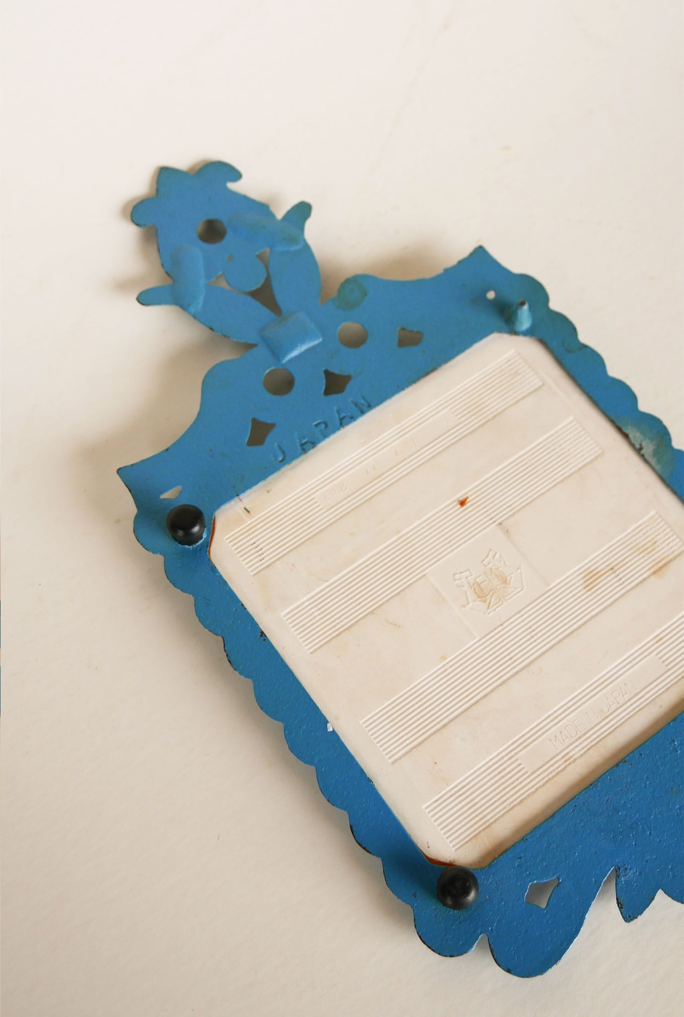 Vintage Metal Blue and Orange Tile Trivet, Vintage Farmhouse Trivet, Light Blue and Orange Trivet, Cottage Trivet, Blue and Orange Kitchen Decor
