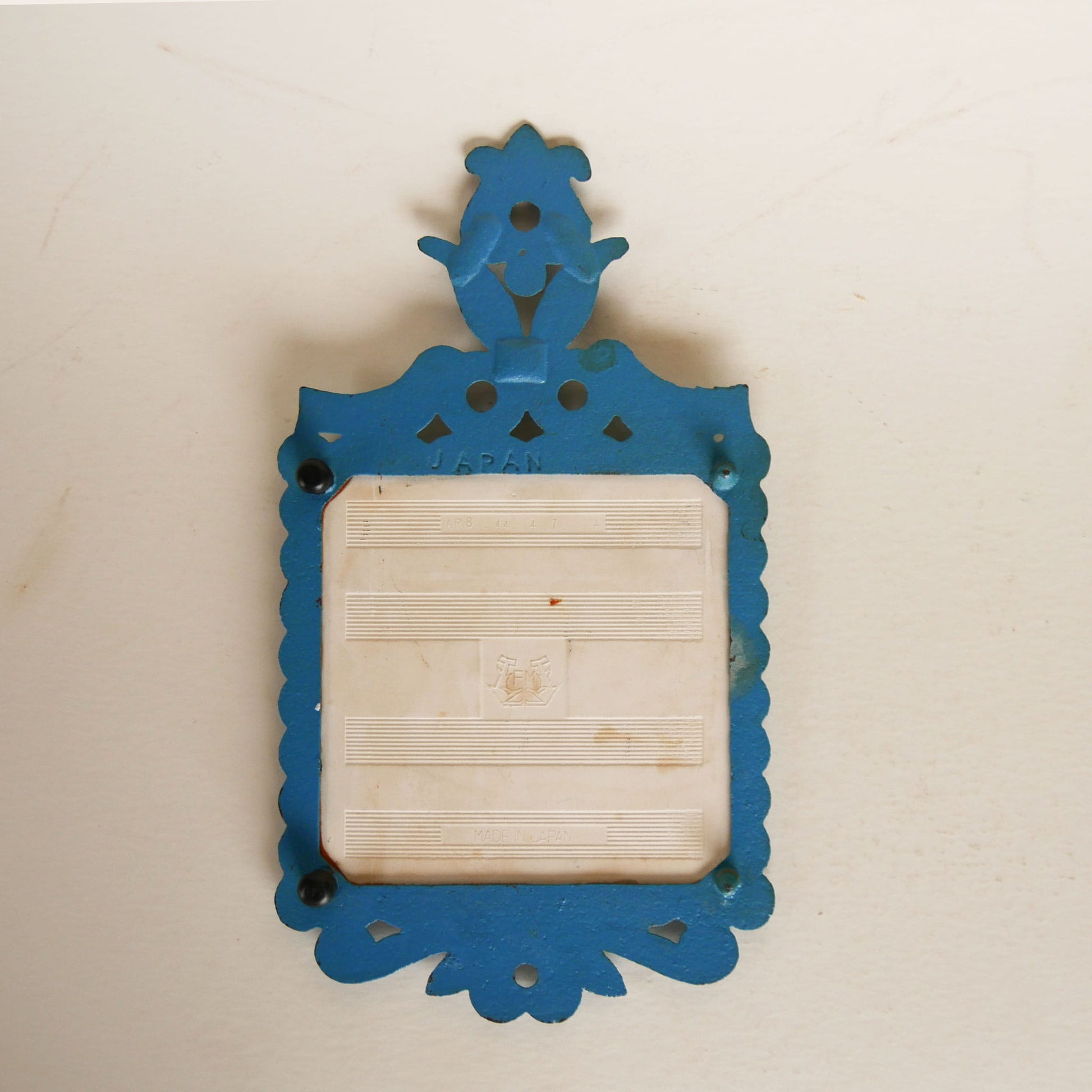 Vintage Metal Blue and Orange Tile Trivet, Vintage Farmhouse Trivet, Light Blue and Orange Trivet, Cottage Trivet, Blue and Orange Kitchen Decor