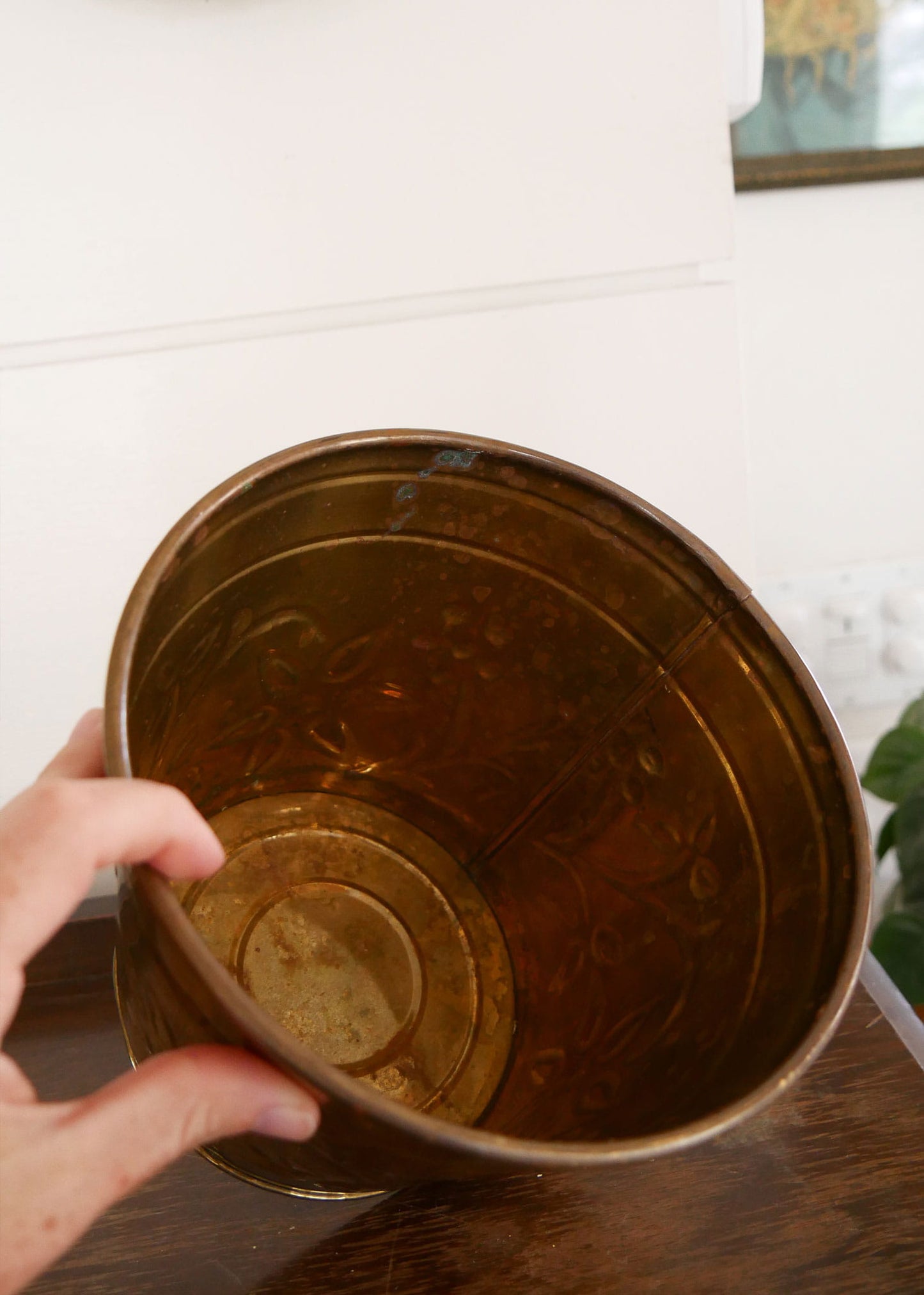 Small Vintage Brass Planter, Floral Brass Planter, Vintage Brass Planter, Vintage Round Brass Planter, VIntage Brass Decor
