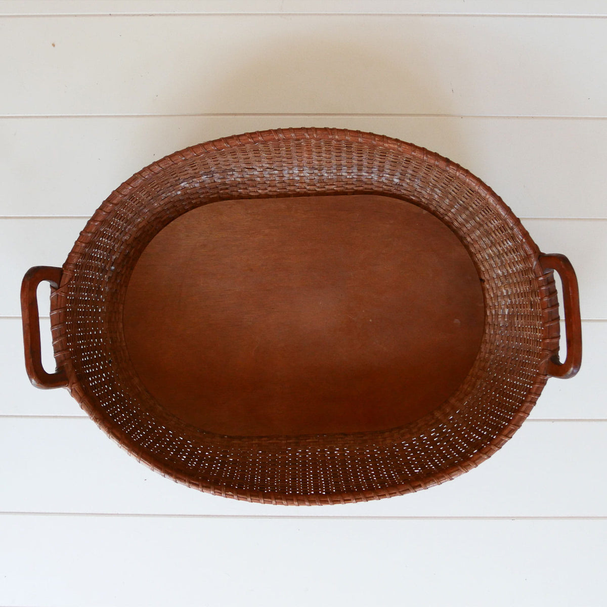 Vintage Brown Basket Tray with Handles, Cottacore Basket Decor, Vintage Basket Decor, Vintage Cottage Basket Tray, Vintage Farmhose Basket Tray, Brown Basket Tray and Handles