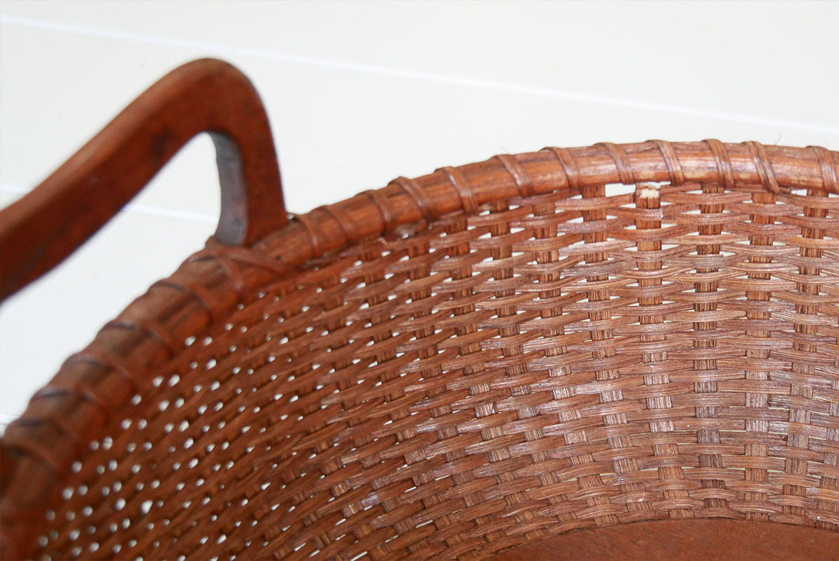 Vintage Brown Basket Tray with Handles, Cottacore Basket Decor, Vintage Basket Decor, Vintage Cottage Basket Tray, Vintage Farmhose Basket Tray, Brown Basket Tray and Handles