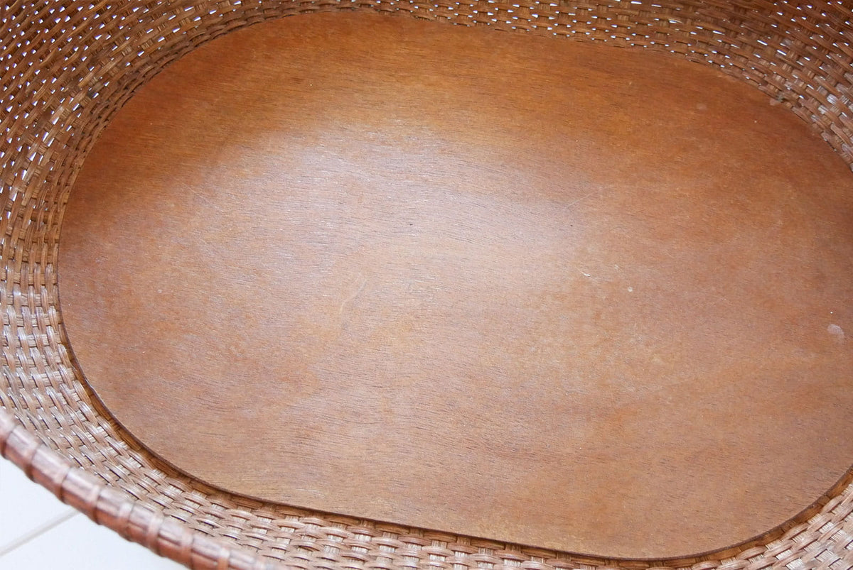 Vintage Brown Basket Tray with Handles, Cottacore Basket Decor, Vintage Basket Decor, Vintage Cottage Basket Tray, Vintage Farmhose Basket Tray, Brown Basket Tray and Handles