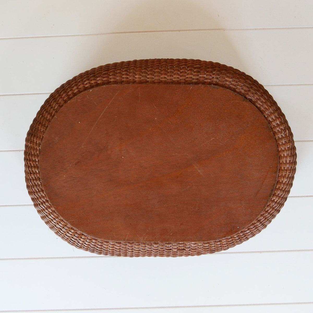 Vintage Brown Basket Tray with Handles, Cottacore Basket Decor, Vintage Basket Decor, Vintage Cottage Basket Tray, Vintage Farmhose Basket Tray, Brown Basket Tray and Handles