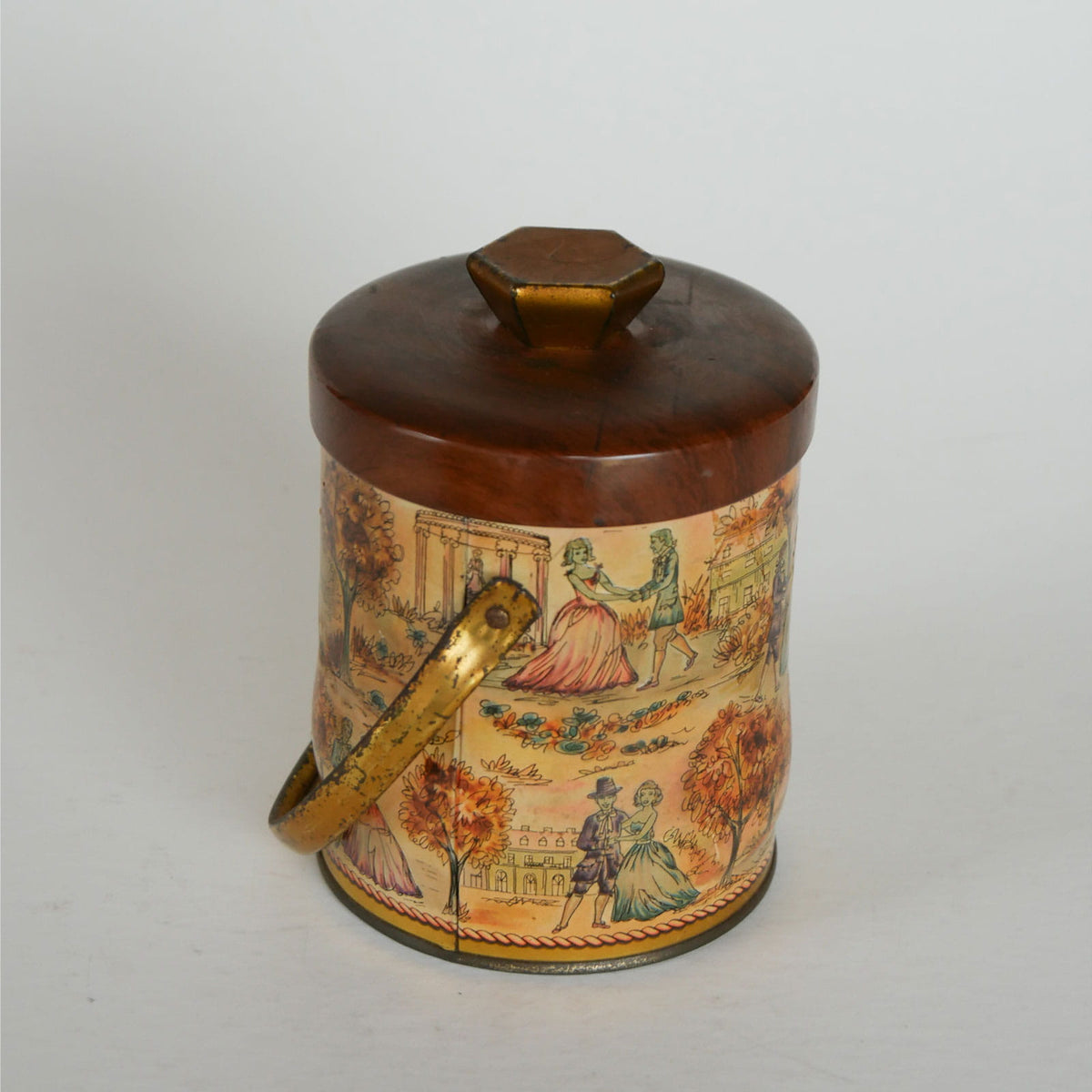 English Tin with Lid and Swing Handle, Victorian Tea Tin, Vintage Tea Tin with Handle, Vintage English Decor