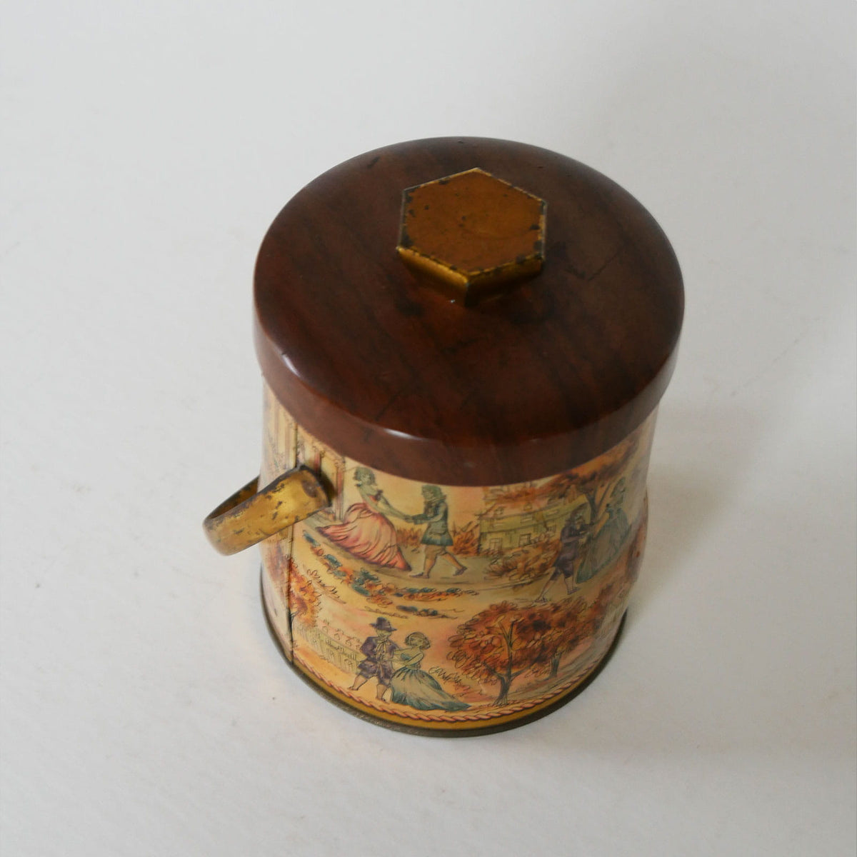 English Tin with Lid and Swing Handle, Victorian Tea Tin, Vintage Tea Tin with Handle, Vintage English Decor