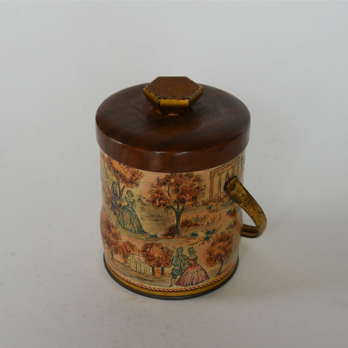 English Tin with Lid and Swing Handle, Victorian Tea Tin, Vintage Tea Tin with Handle, Vintage English Decor