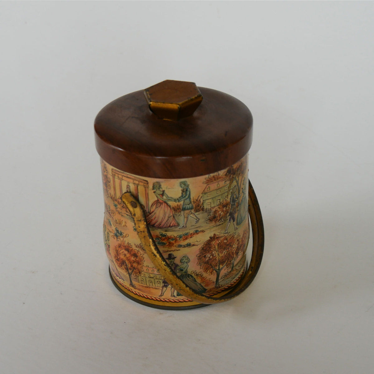 English Tin with Lid and Swing Handle, Victorian Tea Tin, Vintage Tea Tin with Handle, Vintage English Decor