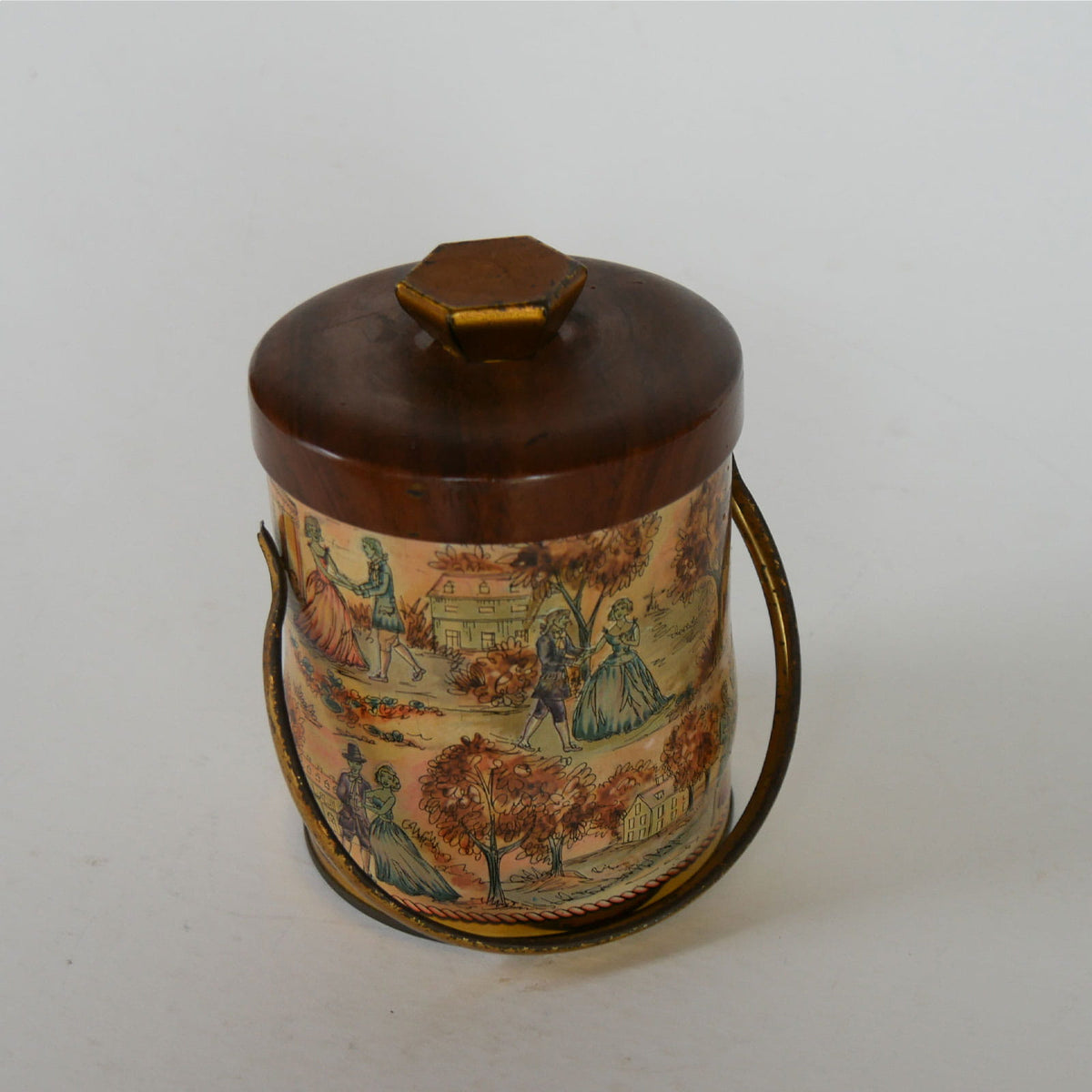 English Tin with Lid and Swing Handle, Victorian Tea Tin, Vintage Tea Tin with Handle, Vintage English Decor