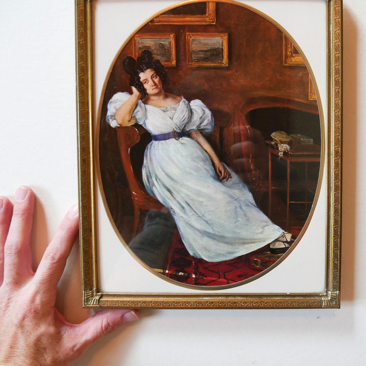 Vintage Gold Framed French Portrait Print, Madame Simon, Vintage Frame Print of Woman, Vintage French Woman Portrait, Vintage Madame Simon, Vintage Eugene-Delacroix
