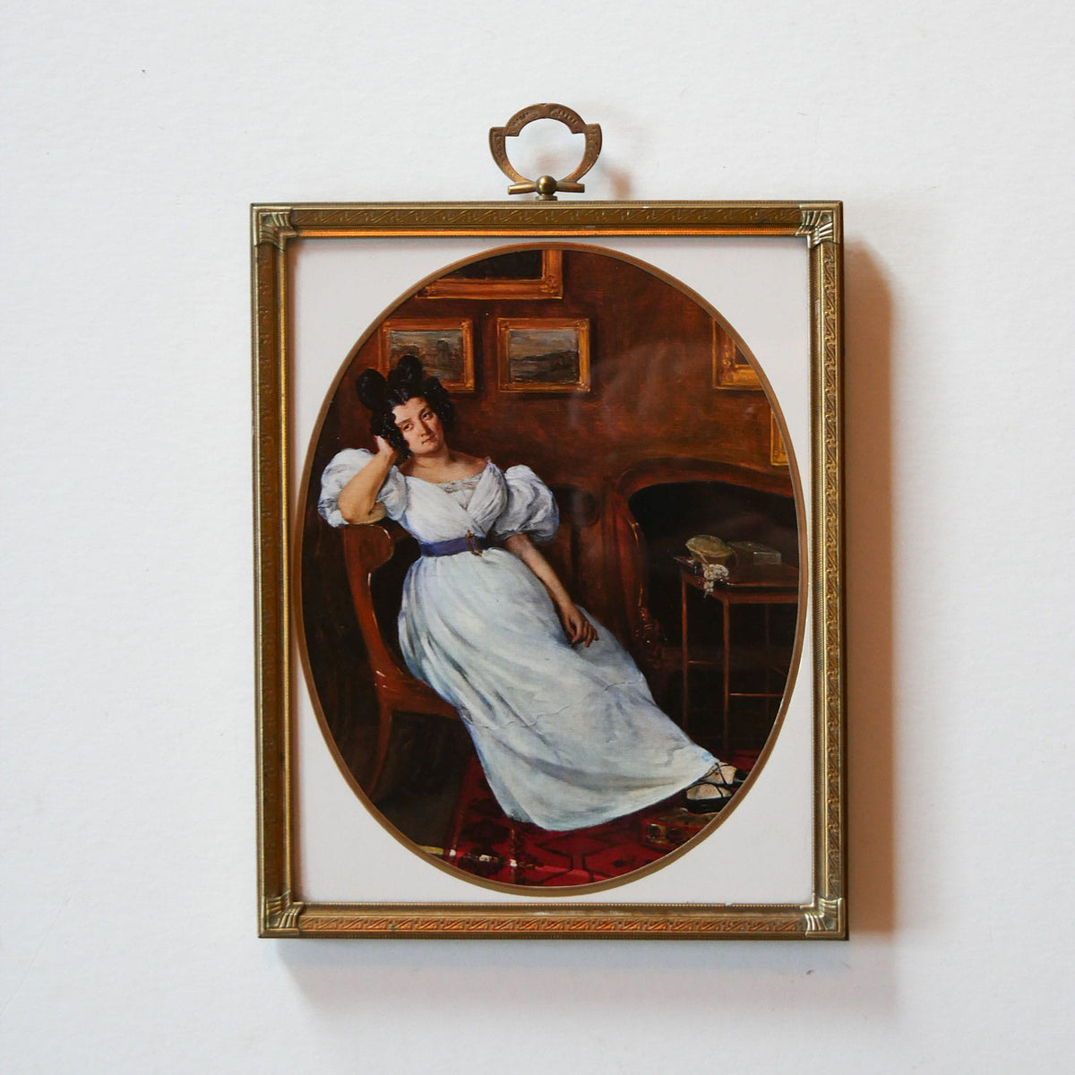 Vintage Gold Framed French Portrait Print, Madame Simon, Vintage Frame Print of Woman, Vintage French Woman Portrait, Vintage Madame Simon, Vintage Eugene-Delacroix