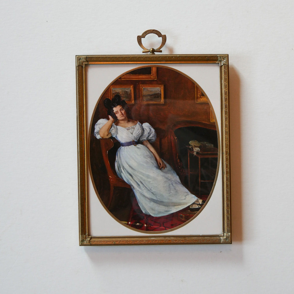 Vintage Gold Framed French Portrait Print, Madame Simon, Vintage Frame Print of Woman, Vintage French Woman Portrait, Vintage Madame Simon, Vintage Eugene-Delacroix