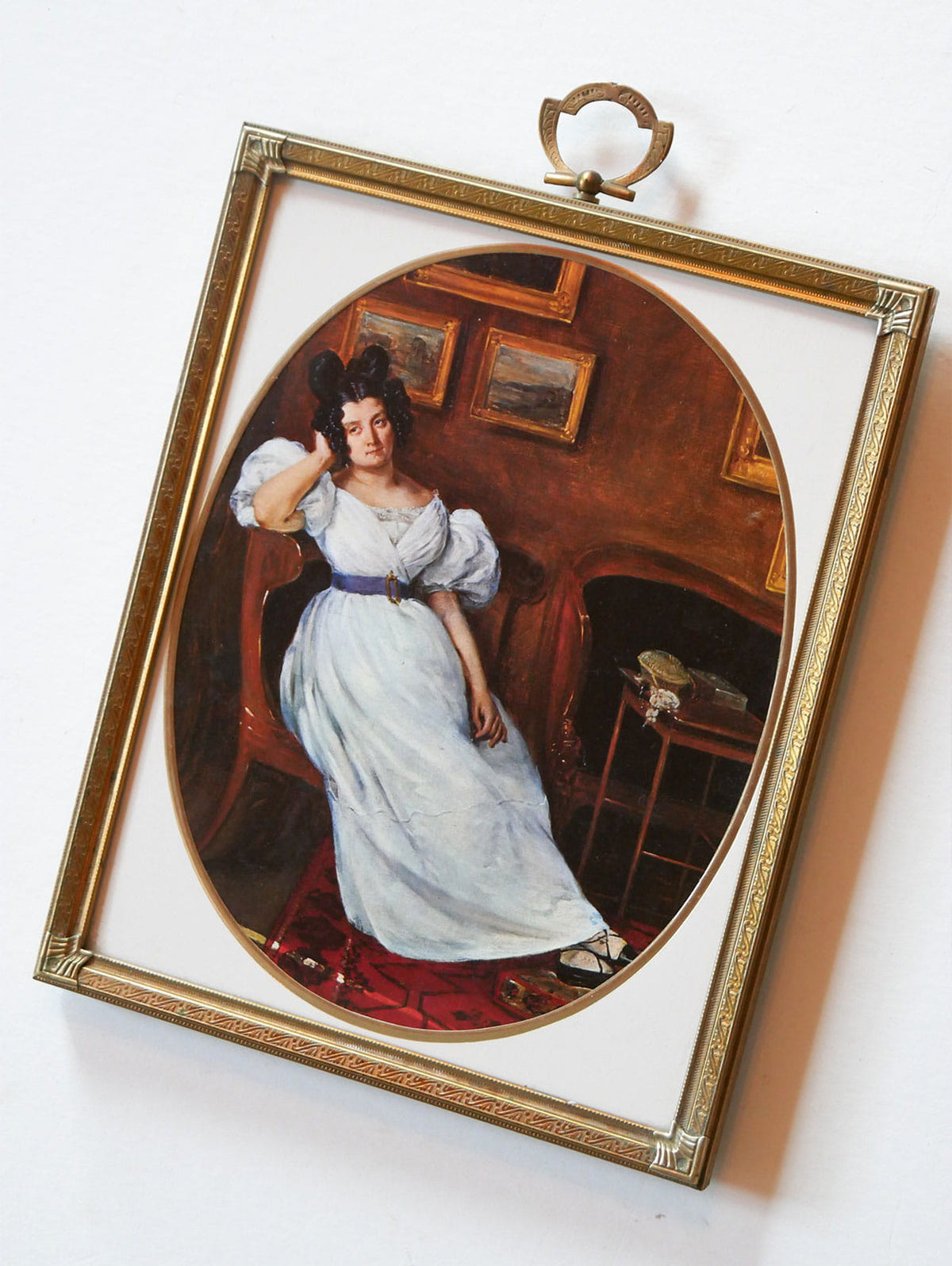 Vintage Gold Framed French Portrait Print, Madame Simon, Vintage Frame Print of Woman, Vintage French Woman Portrait, Vintage Madame Simon, Vintage Eugene-Delacroix