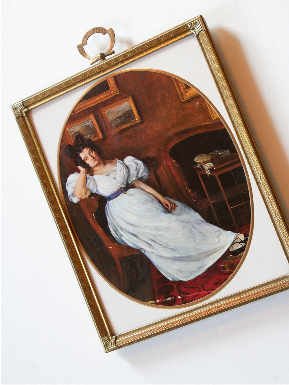 Vintage Gold Framed French Portrait Print, Madame Simon, Vintage Frame Print of Woman, Vintage French Woman Portrait, Vintage Madame Simon, Vintage Eugene-Delacroix