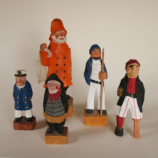 Hand carved and painted wood sea captian figurine, Hand carved and painted wood fisherman figurine, Hand carved and painted wood sailor figurine, nautical figurines, hand carved nautical captain