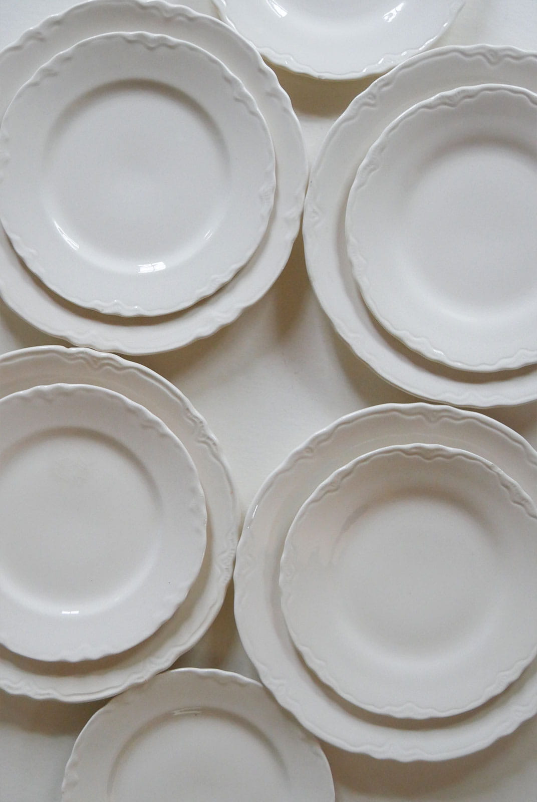 1938 Edwin Knowles Cream Ironstone Plate Collection, Vintage Plates, Vintage Plate Collection, Vintage Floral Scalloped Plates, Cottagecore Plate Wall, Cottage Plate Wall Collection