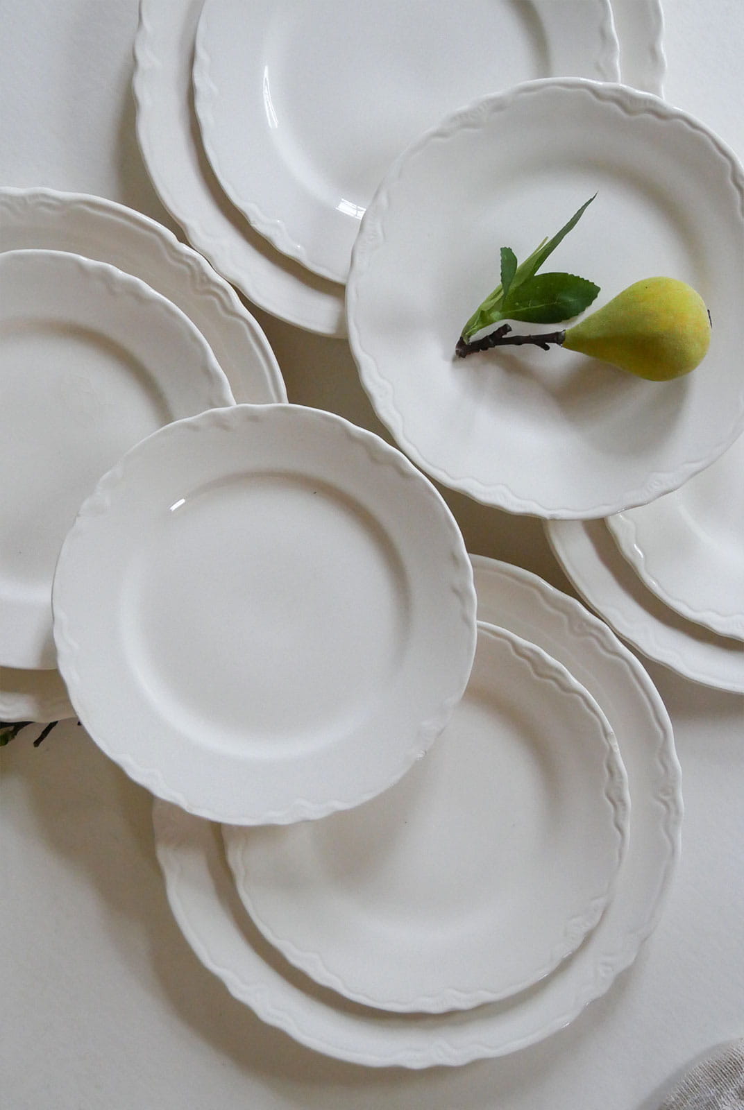 1938 Edwin Knowles Cream Ironstone Plate Collection, Vintage Plates, Vintage Plate Collection, Vintage Floral Scalloped Plates, Cottagecore Plate Wall, Cottage Plate Wall Collection