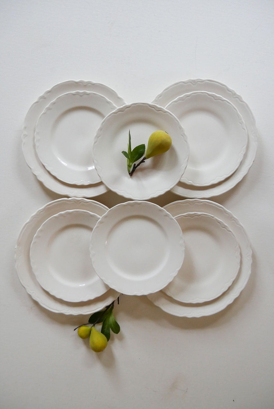 1938 Edwin Knowles Cream Ironstone Plate Collection, Vintage Plates, Vintage Plate Collection, Vintage Floral Scalloped Plates, Cottagecore Plate Wall, Cottage Plate Wall Collection