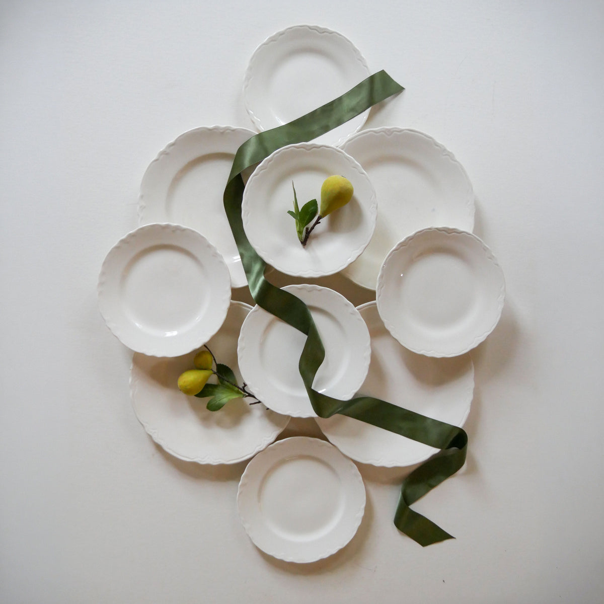 1938 Edwin Knowles Cream Ironstone Plate Collection, Vintage Plates, Vintage Plate Collection, Vintage Floral Scalloped Plates, Cottagecore Plate Wall, Cottage Plate Wall Collection
