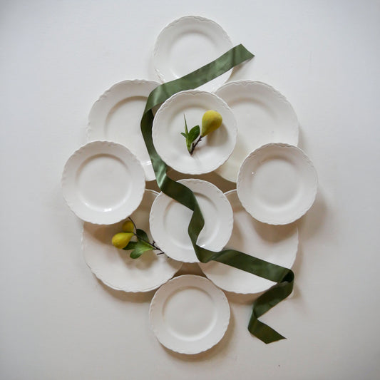 1938 Edwin Knowles Cream Ironstone Plate Collection, Vintage Plates, Vintage Plate Collection, Vintage Floral Scalloped Plates, Cottagecore Plate Wall, Cottage Plate Wall Collection
