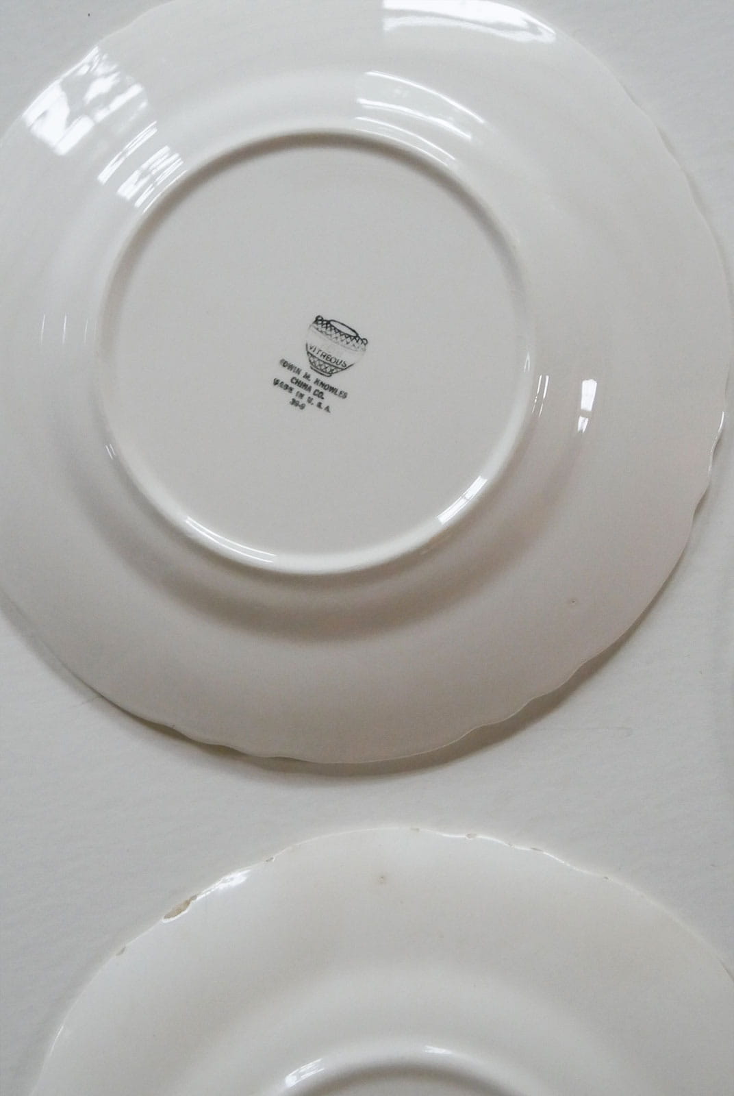 1938 Edwin Knowles Cream Ironstone Plate Collection, Vintage Plates, Vintage Plate Collection, Vintage Floral Scalloped Plates, Cottagecore Plate Wall, Cottage Plate Wall Collection