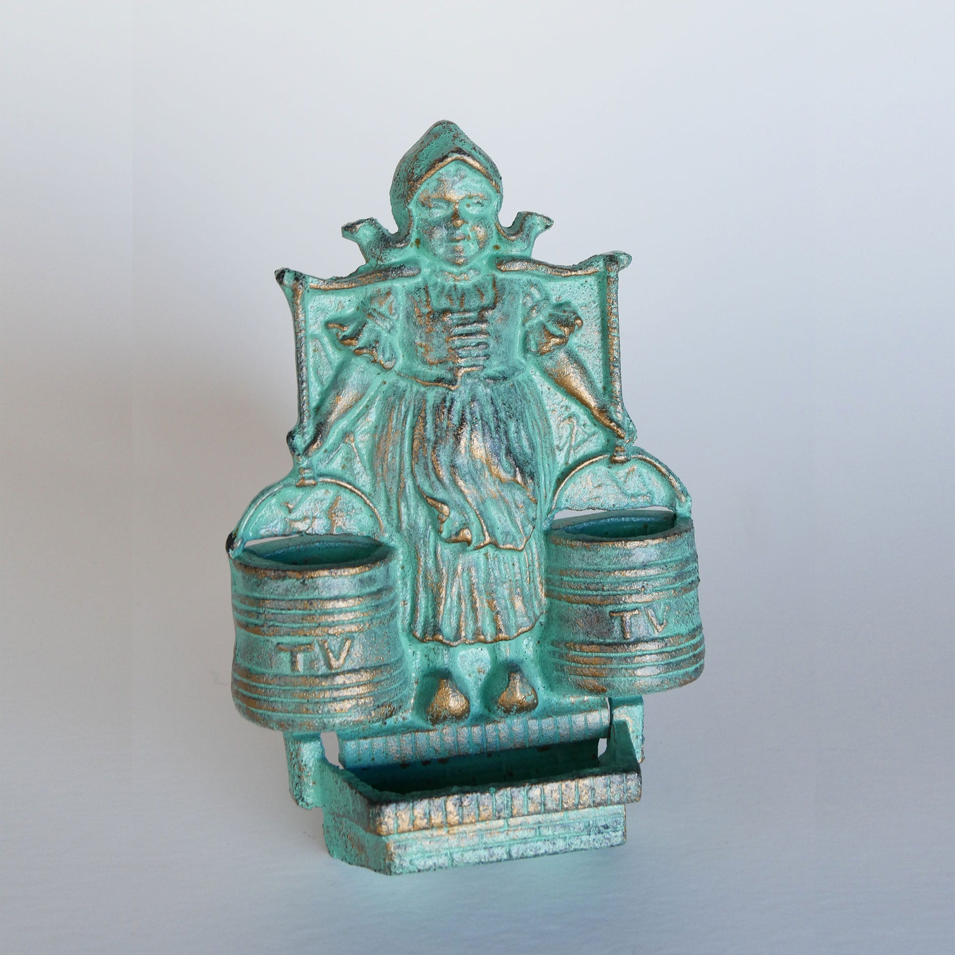 Vintage Turquoise Cast Iron Dutch Girl Matchstick Holder, Iron Dutch Wall Pocket, Vintage Dutch Decor, Vintage Folk Decor, Vintage Folk Wall Decor, Vintage Cast Iron Matchstick Holder, Vintage Folk Decor, Vintage Home Decor