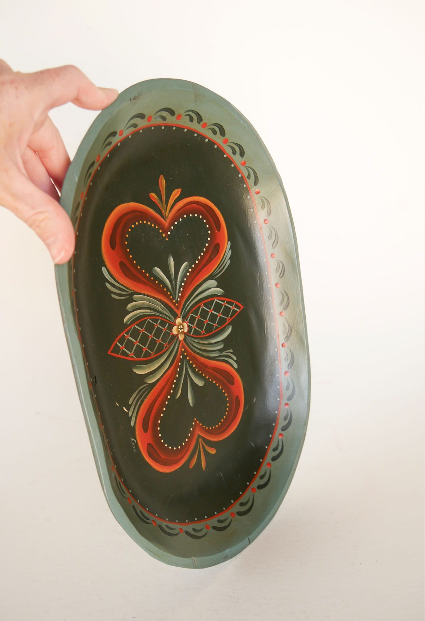 Vintage Handpainted Rosemaling Wooden Bowl, Vintage Rosemaling Bowl, Vintage Handpainted Rosemaling Bowl, Rosemaling Bread Bowl