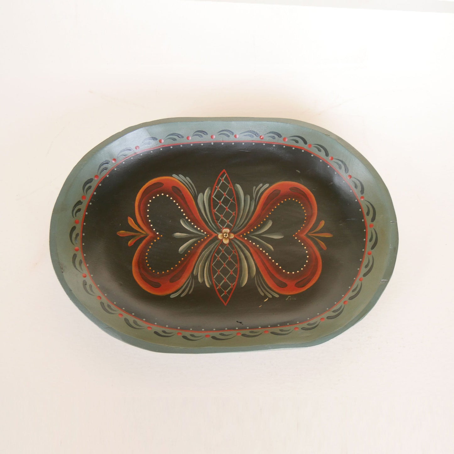 Vintage Handpainted Rosemaling Wooden Bowl, Vintage Rosemaling Bowl, Vintage Handpainted Rosemaling Bowl, Rosemaling Bread Bowl