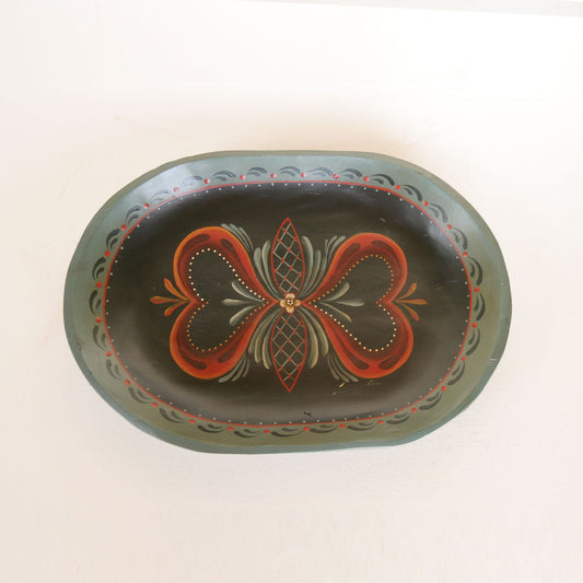 Vintage Handpainted Rosemaling Wooden Bowl, Vintage Rosemaling Bowl, Vintage Handpainted Rosemaling Bowl, Rosemaling Bread Bowl