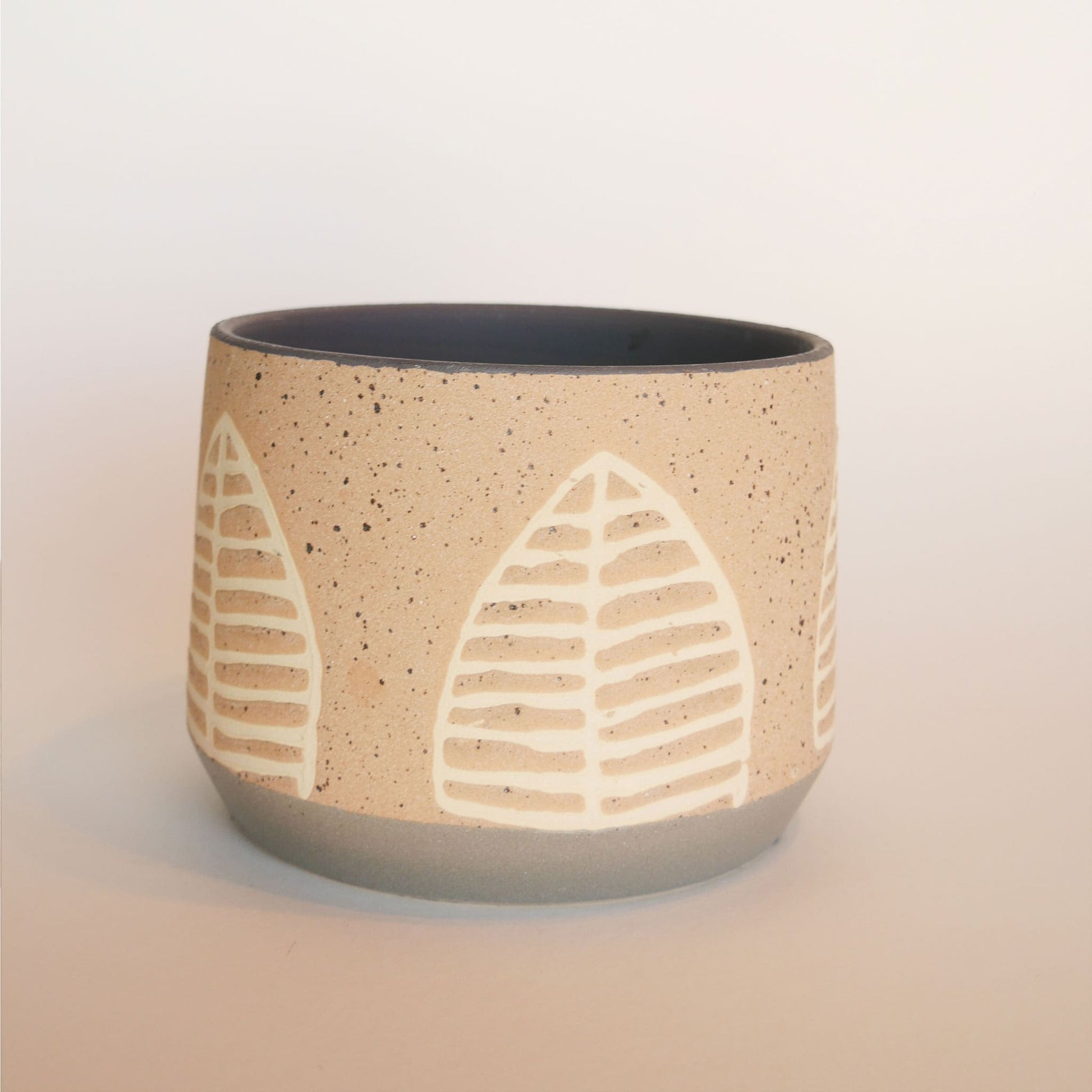 Leaf Motif Pottery Planter, Organic Planter Pottery Vase, Vintage Pottery Vase, Leaf Design Pottery