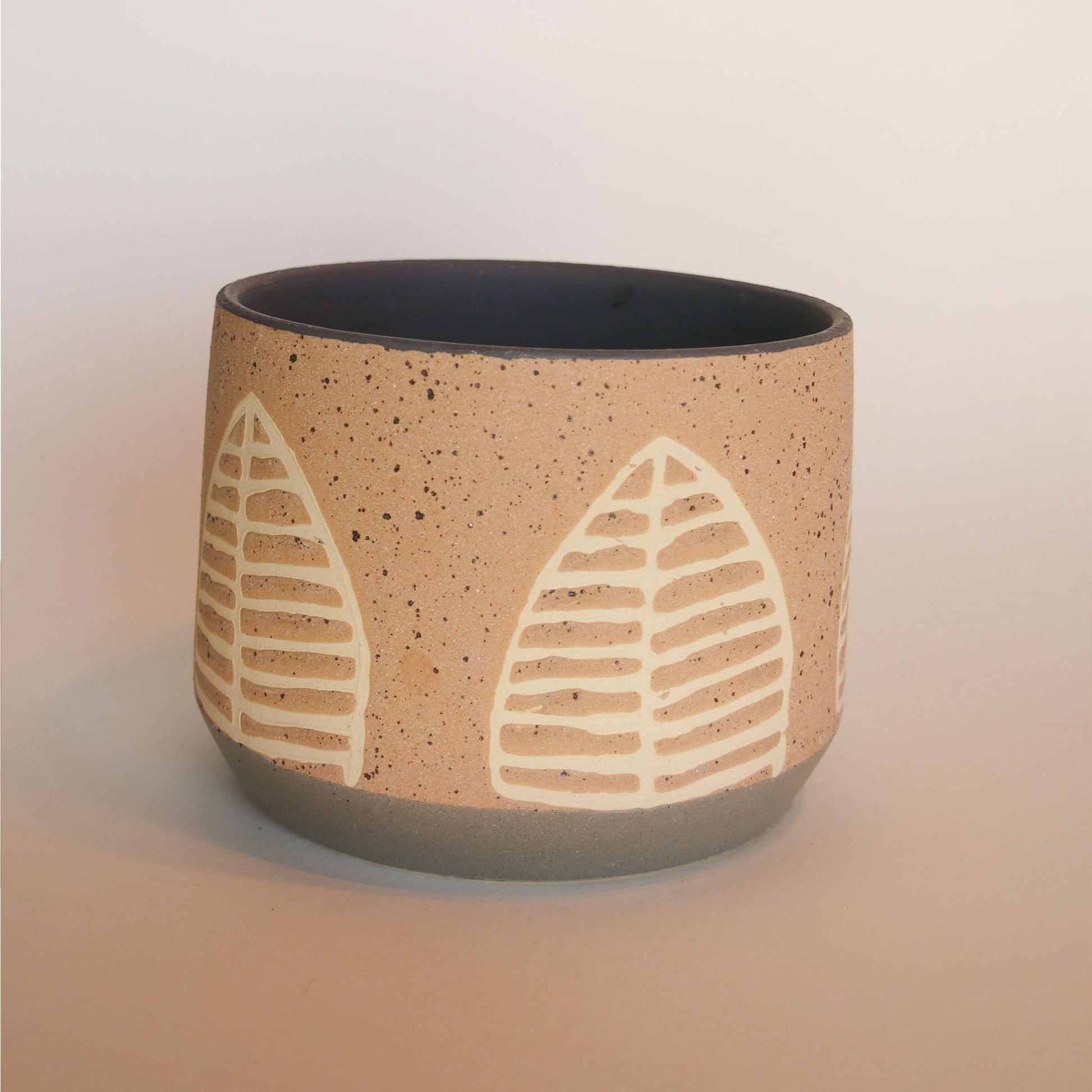 Leaf Motif Pottery Planter, Organic Planter Pottery Vase, Vintage Pottery Vase, Leaf Design Pottery