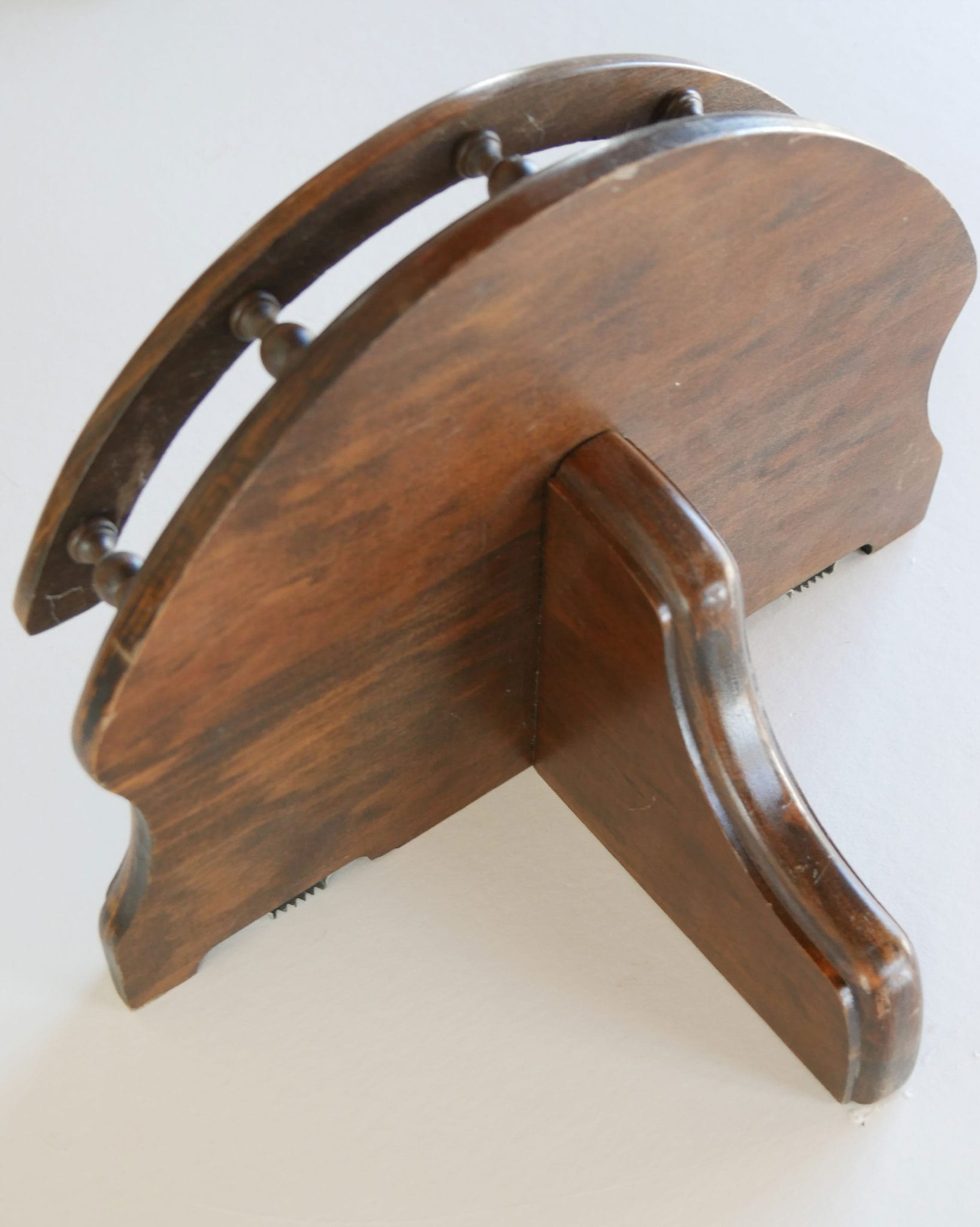 Vintage Wood Curio Shelf, Half Moon Spindle Rail Wall Shelf, Vintage Curio Shelf