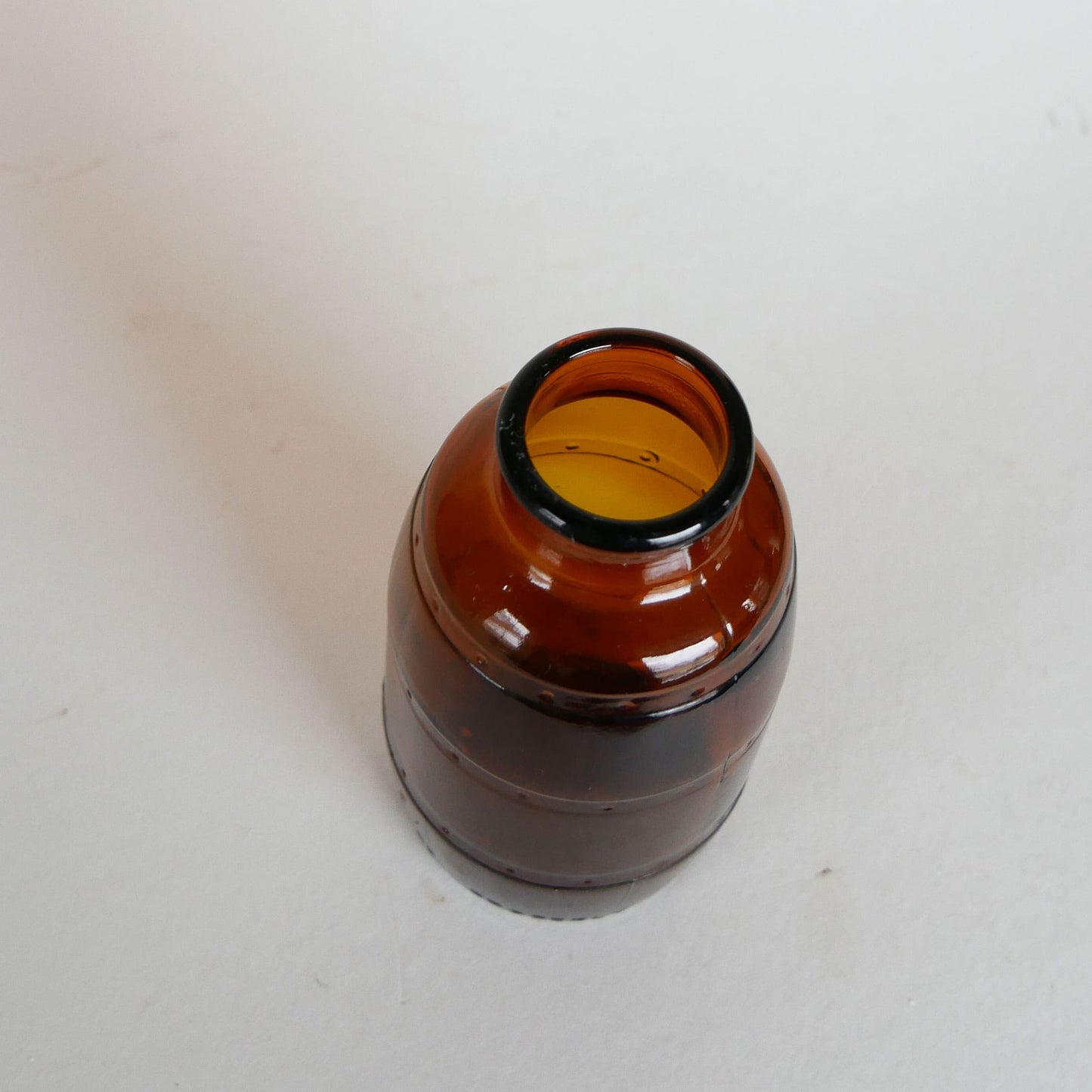 Vintage 1970s Amber Glass Barrel Shaped Jar, Vintage Amber Glass Jar, Vintage Home Decor, Vintage Cottage Decor