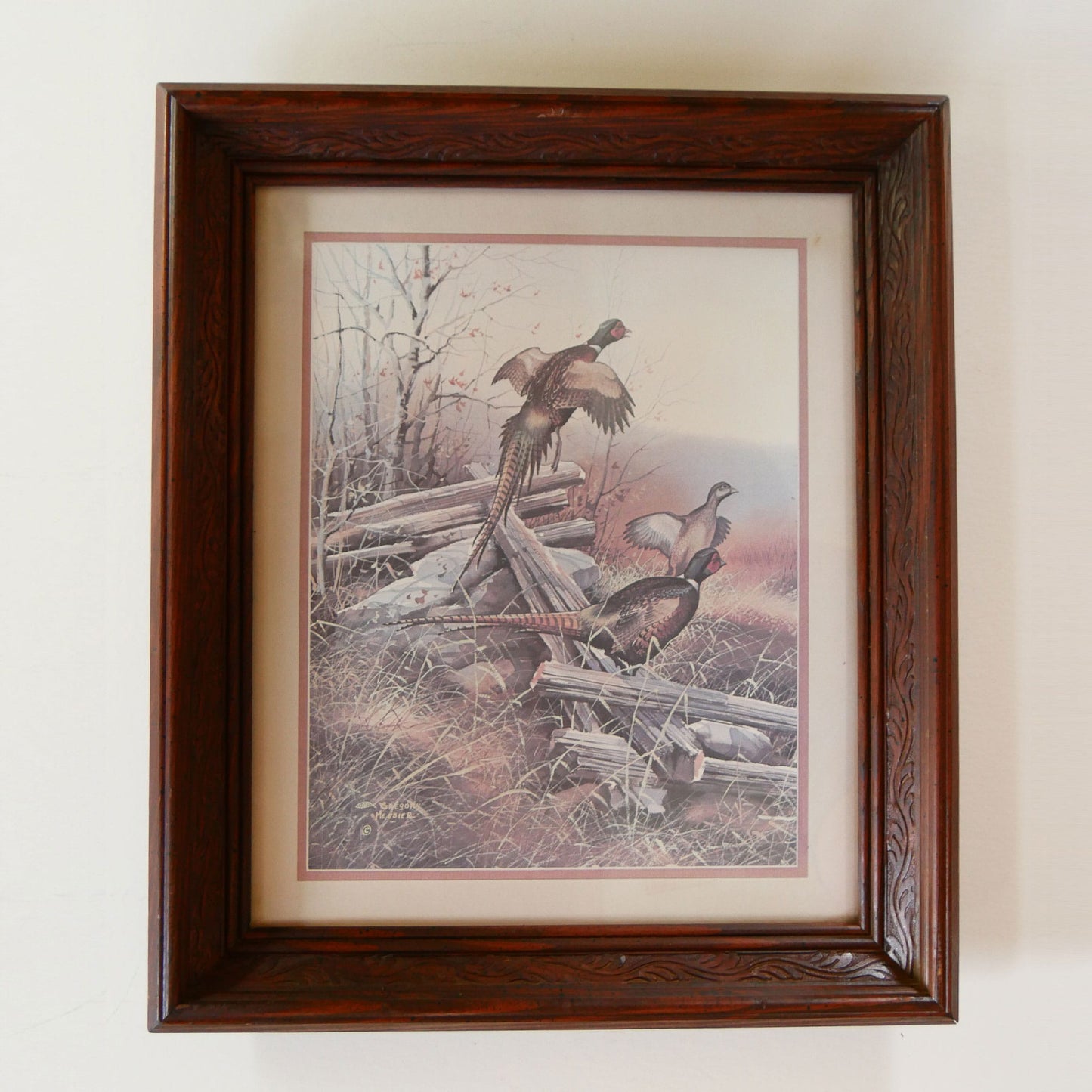 Vintage Framed Pheasant Print, Vintage Waterfowl Print, Vintage Bird Print, Vintage Pheasant Artwork, Vintage Pheasant Print