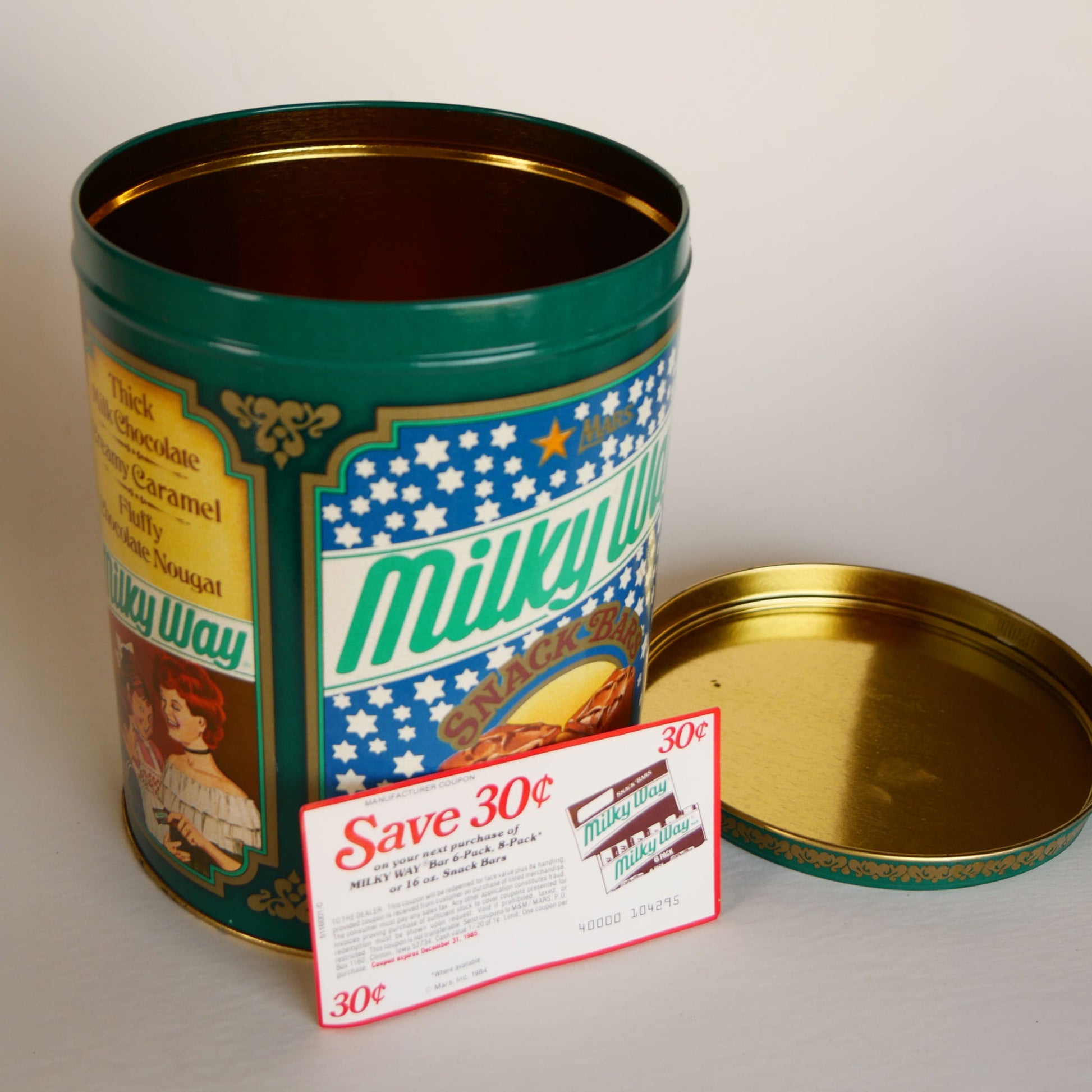 Vintage 32oz Milky Way Tin Container, Vintage Candy Tin, Vintage Chocolate Tin, Vintage Tin, Vintage Milky Way Container Vintage Chocolate Tin Container, Vintage 32 ounce Candy Tin