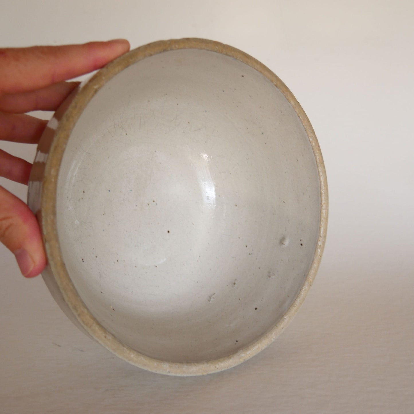 Vintage Crock Bowl, Stoneware Salt Glaze Bowl, Salt Glazed Crock Bowl, Vintage Stoneware Bread Bowl, Vintage Kitchen Decor, Primitive Stoneware, Primtive Salt Glaze Bowl, Vintage Beige Stoneware Bowl
