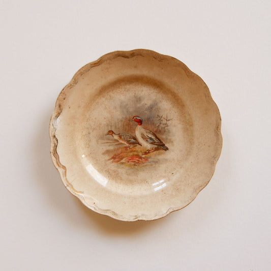 Antique Woodland Duck Decorative Plate with Scalloped Edge, Antique Plate, Vintage Aged Plate, Rustic Duck Plate, Vintage Decorative Duck Plate, Antique Duck Decorative Plate