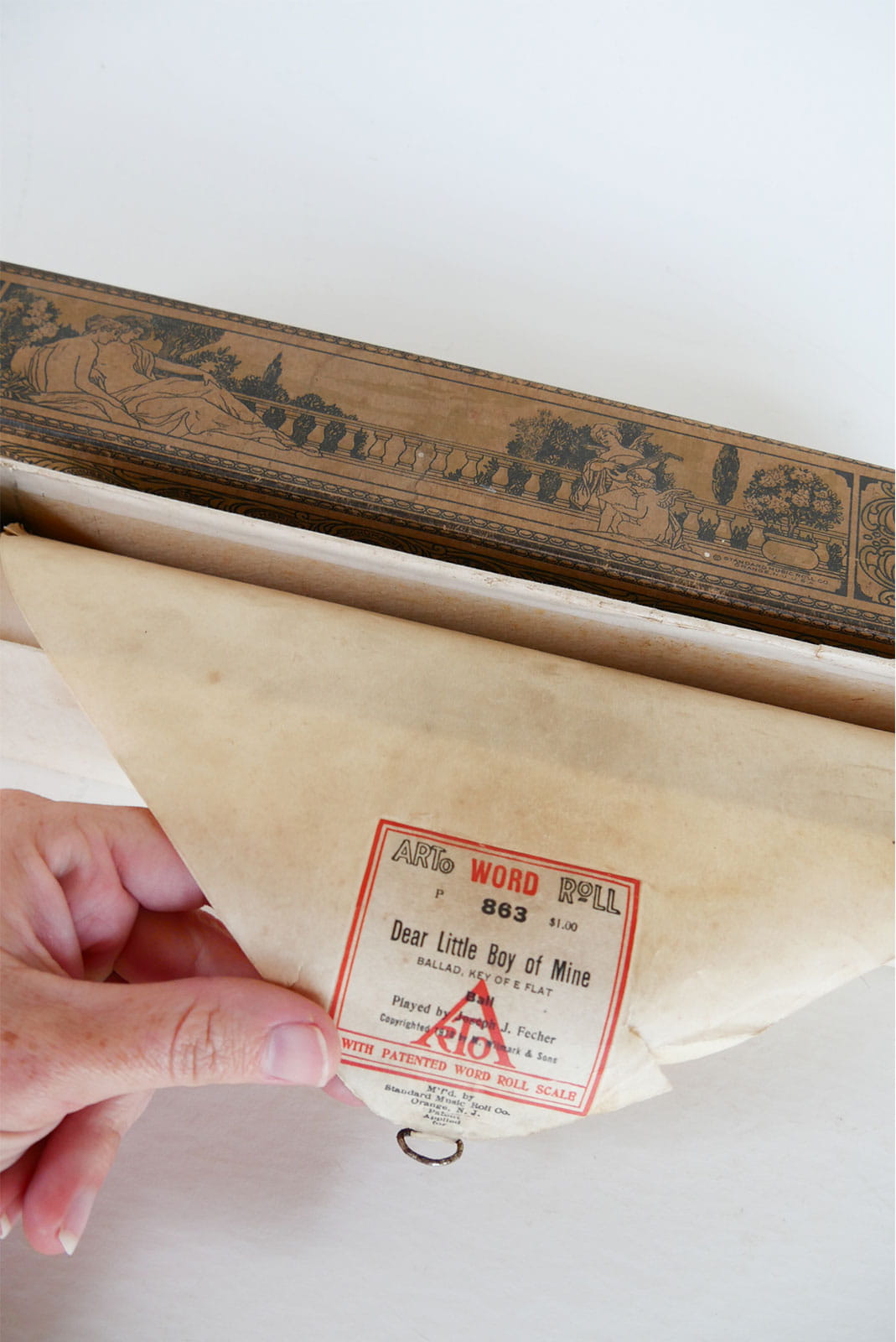 Vintage Arto Word Roll Box, Antique Piano Music Scroll, Antique Music Scroll, Vintage Music Scroll, Vintage Piano Music Sheet, Vintage Piano Music Scroll, Antique Piano Music Sheet