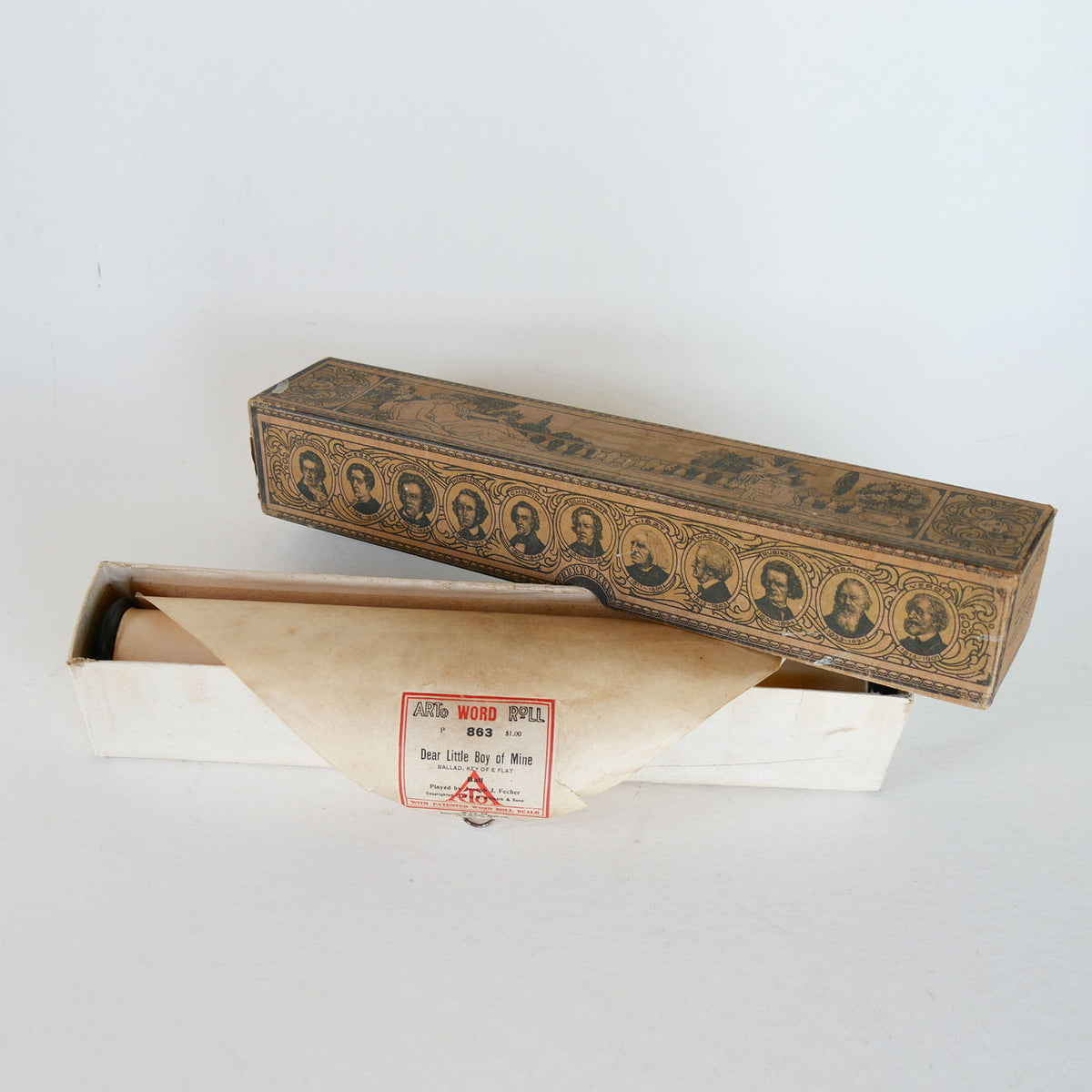 Vintage Arto Word Roll Box, Antique Piano Music Scroll, Antique Music Scroll, Vintage Music Scroll, Vintage Piano Music Sheet, Vintage Piano Music Scroll, Antique Piano Music Sheet