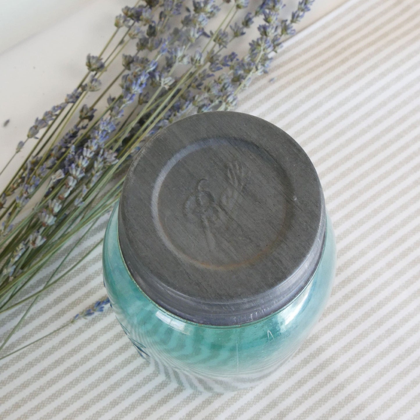 Blue Quart Ball Mason Jar with Zinc Lid, Vintage Blue Ball Jar