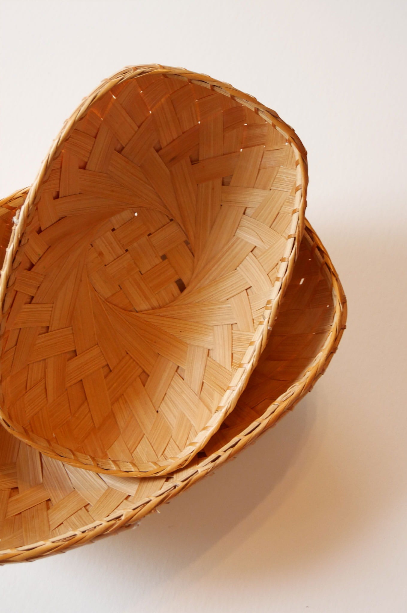 Pair of Vintage Oval Bamboo Baskets, Basket Gallery Wall, Boho Gallery Wall, Vintage Basket Wall, Vintage Boho Basket Wall, Vintage Basket Gallery Wall, Vintage Boho Wall, Vintage Bamboo Basket Wall