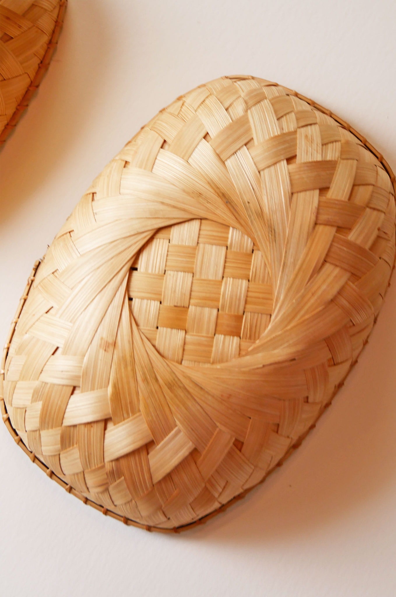Pair of Vintage Oval Bamboo Baskets, Basket Gallery Wall, Boho Gallery Wall, Vintage Basket Wall, Vintage Boho Basket Wall, Vintage Basket Gallery Wall, Vintage Boho Wall, Vintage Bamboo Basket Wall