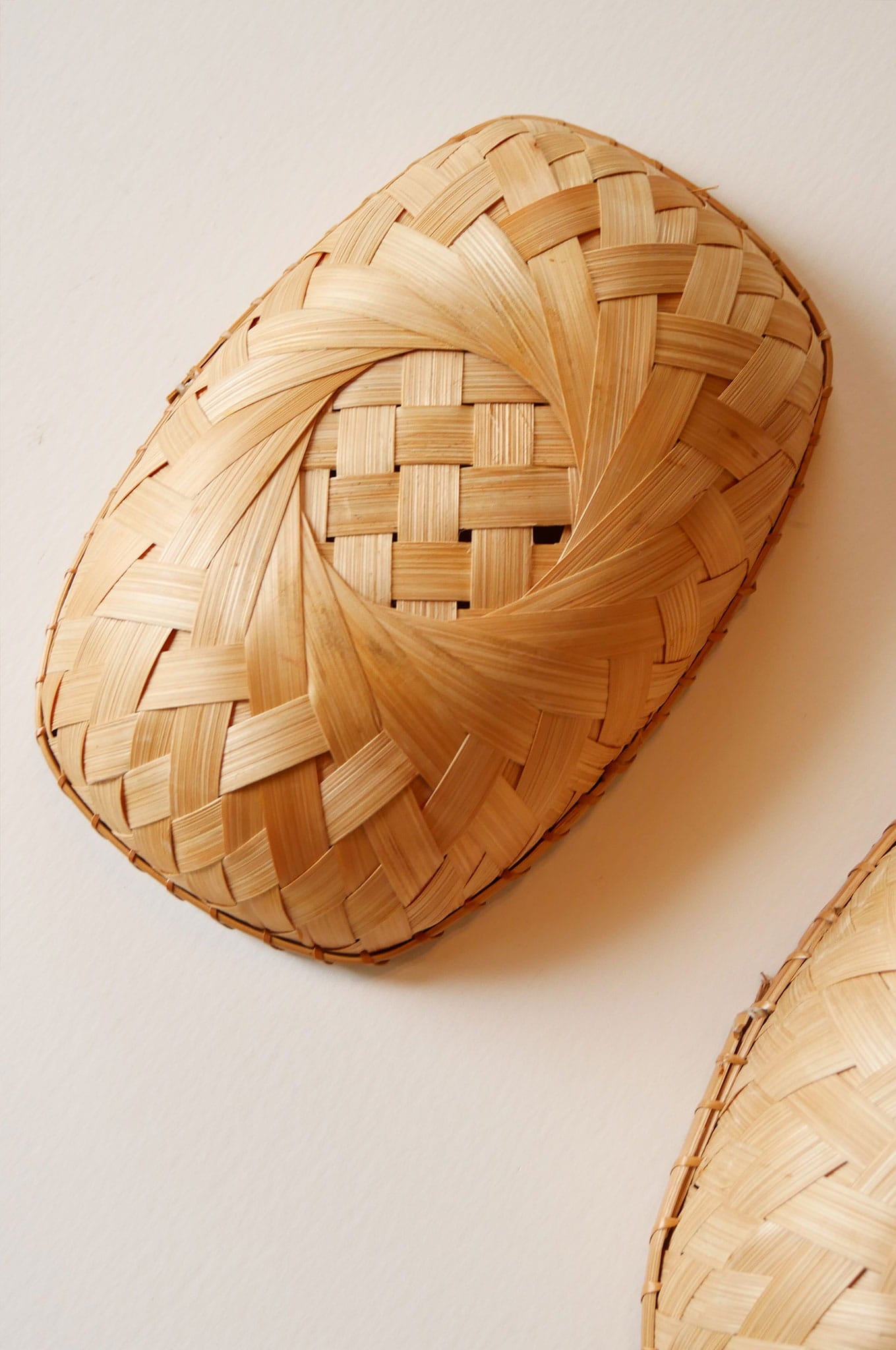 Pair of Vintage Oval Bamboo Baskets, Basket Gallery Wall, Boho Gallery Wall, Vintage Basket Wall, Vintage Boho Basket Wall, Vintage Basket Gallery Wall, Vintage Boho Wall, Vintage Bamboo Basket Wall