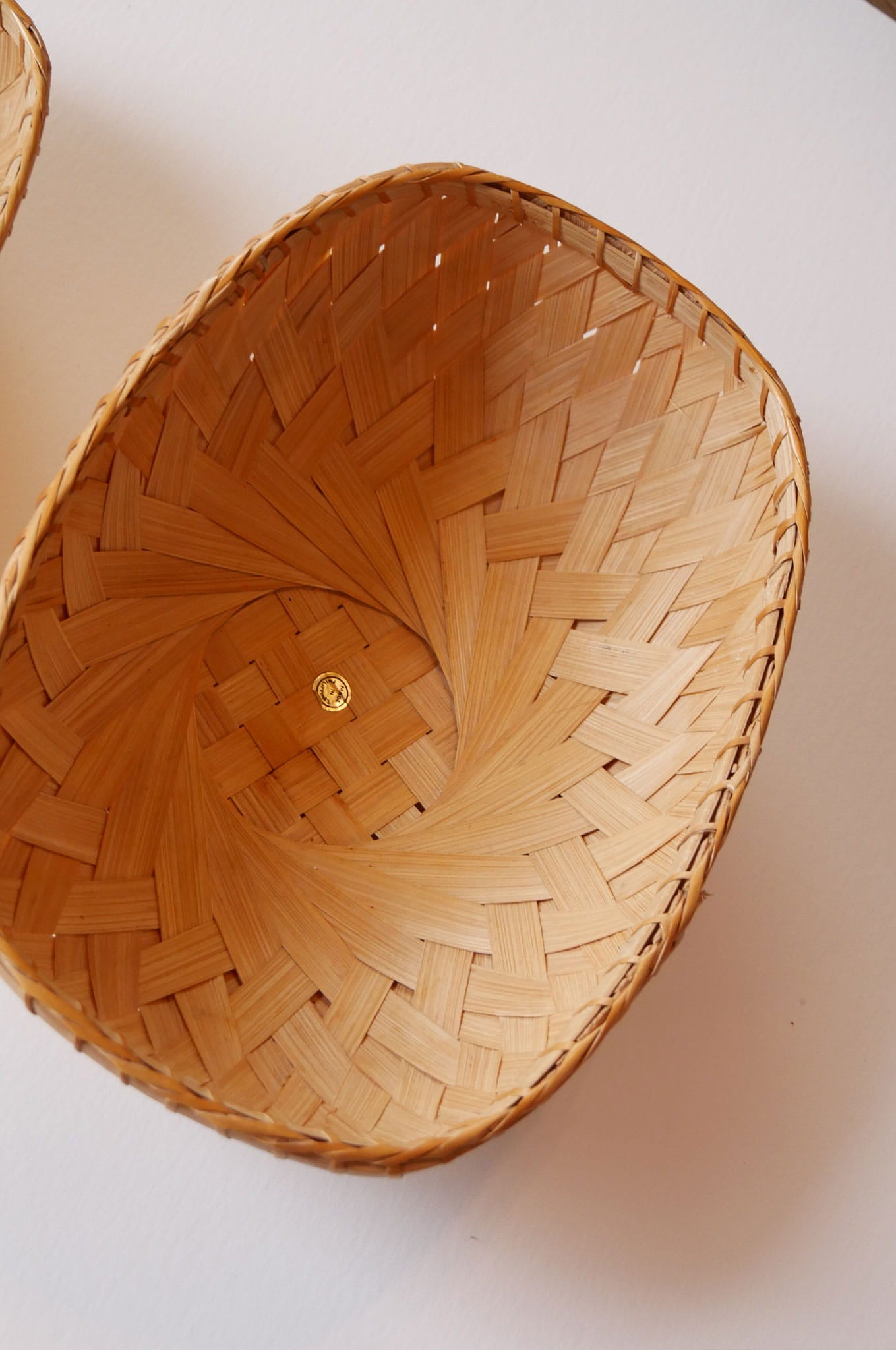 Pair of Vintage Oval Bamboo Baskets, Basket Gallery Wall, Boho Gallery Wall, Vintage Basket Wall, Vintage Boho Basket Wall, Vintage Basket Gallery Wall, Vintage Boho Wall, Vintage Bamboo Basket Wall