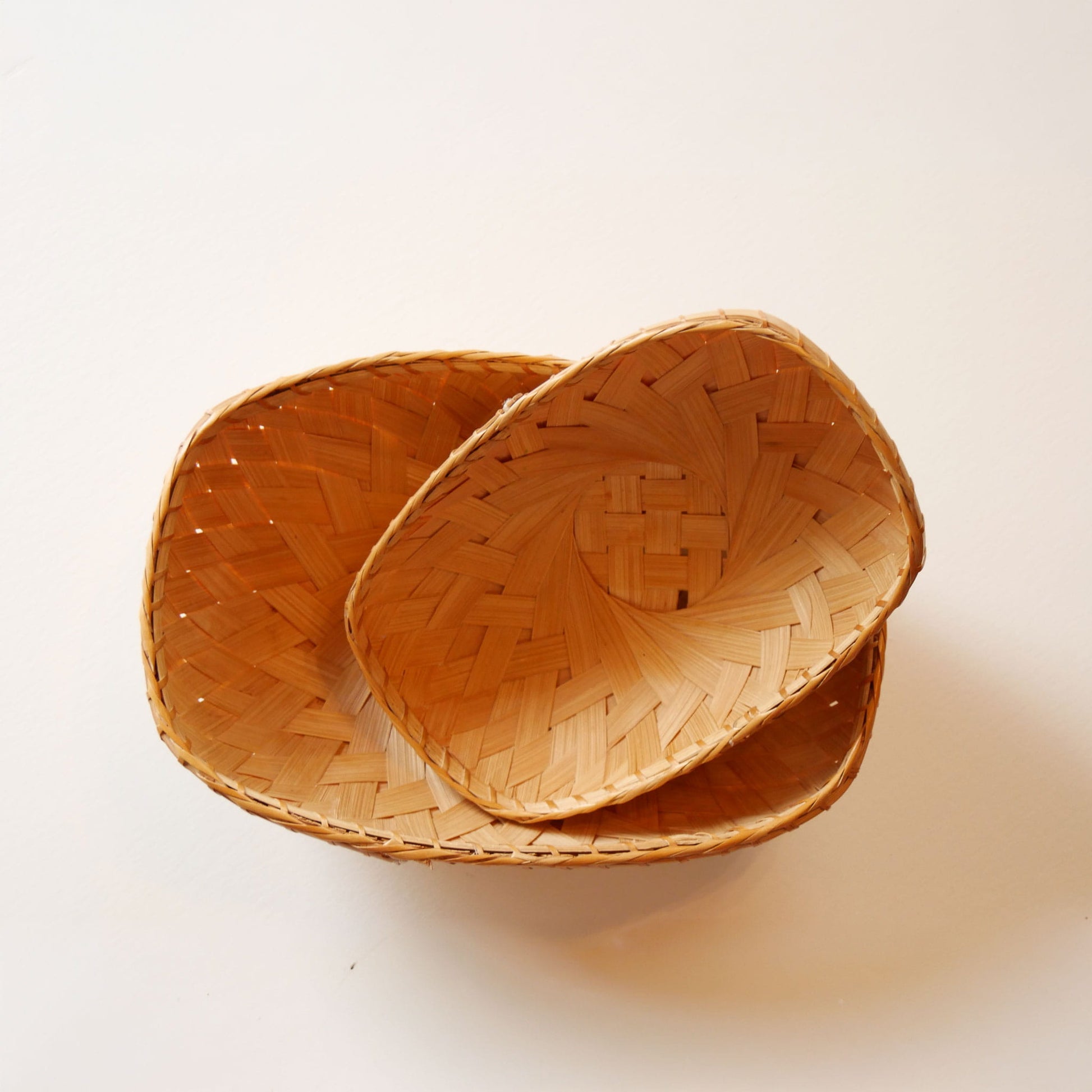 Pair of Vintage Oval Bamboo Baskets, Basket Gallery Wall, Boho Gallery Wall, Vintage Basket Wall, Vintage Boho Basket Wall, Vintage Basket Gallery Wall, Vintage Boho Wall, Vintage Bamboo Basket Wall