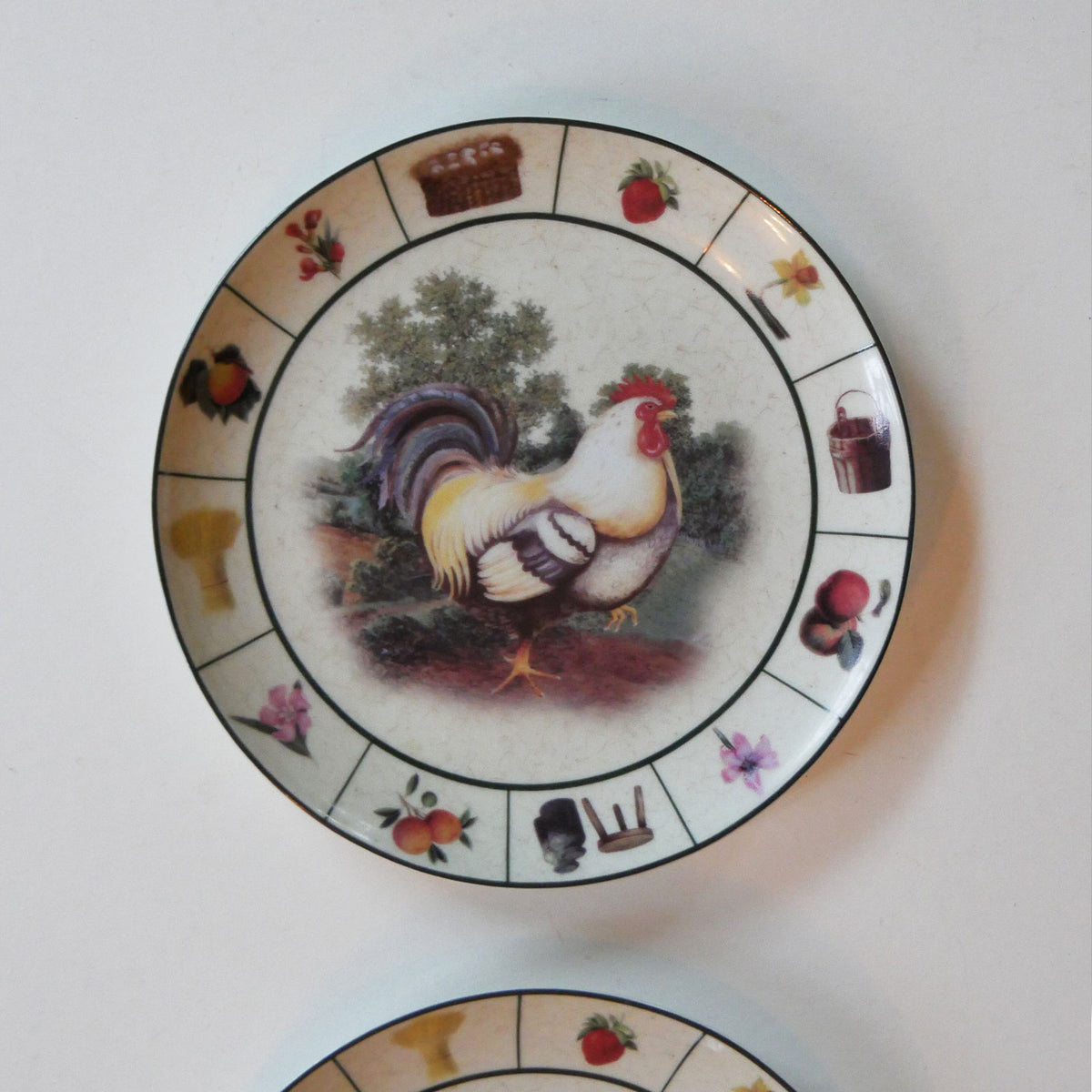 Vintage Barnyard Plate Collection, Barnyard Rooster Plate, Barnyard Pig Plate, Vintage Farmhouse Plates, Vintage Rooster Plate, Vintage Farm Plate, Vintage Black and White Pig Plate, Vintage Farmhouse Kitchen Wall Decor